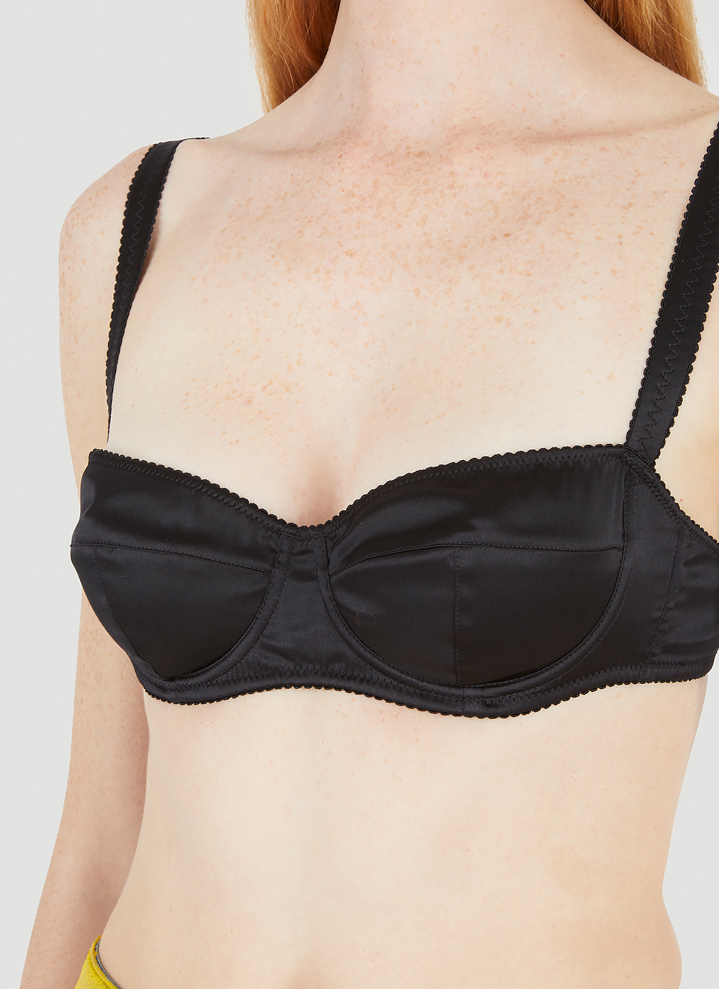 Silk-satin and Chantilly lace triangle bra