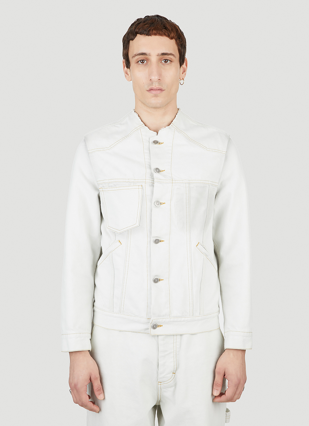Collarless Denim Jacket