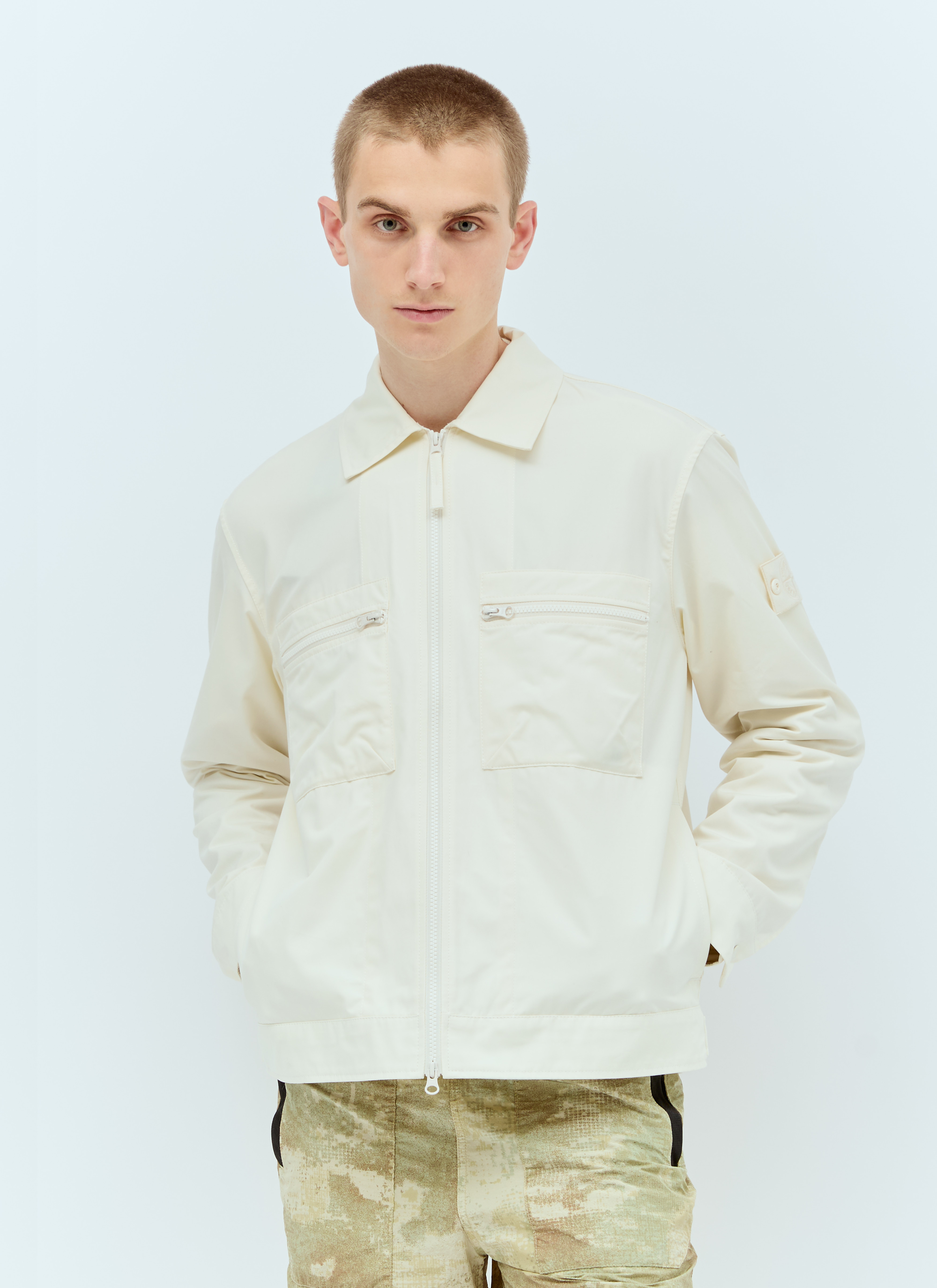 Stone Island Men's' Ghost Zip-Up Jacket in Cream | LN-CC®