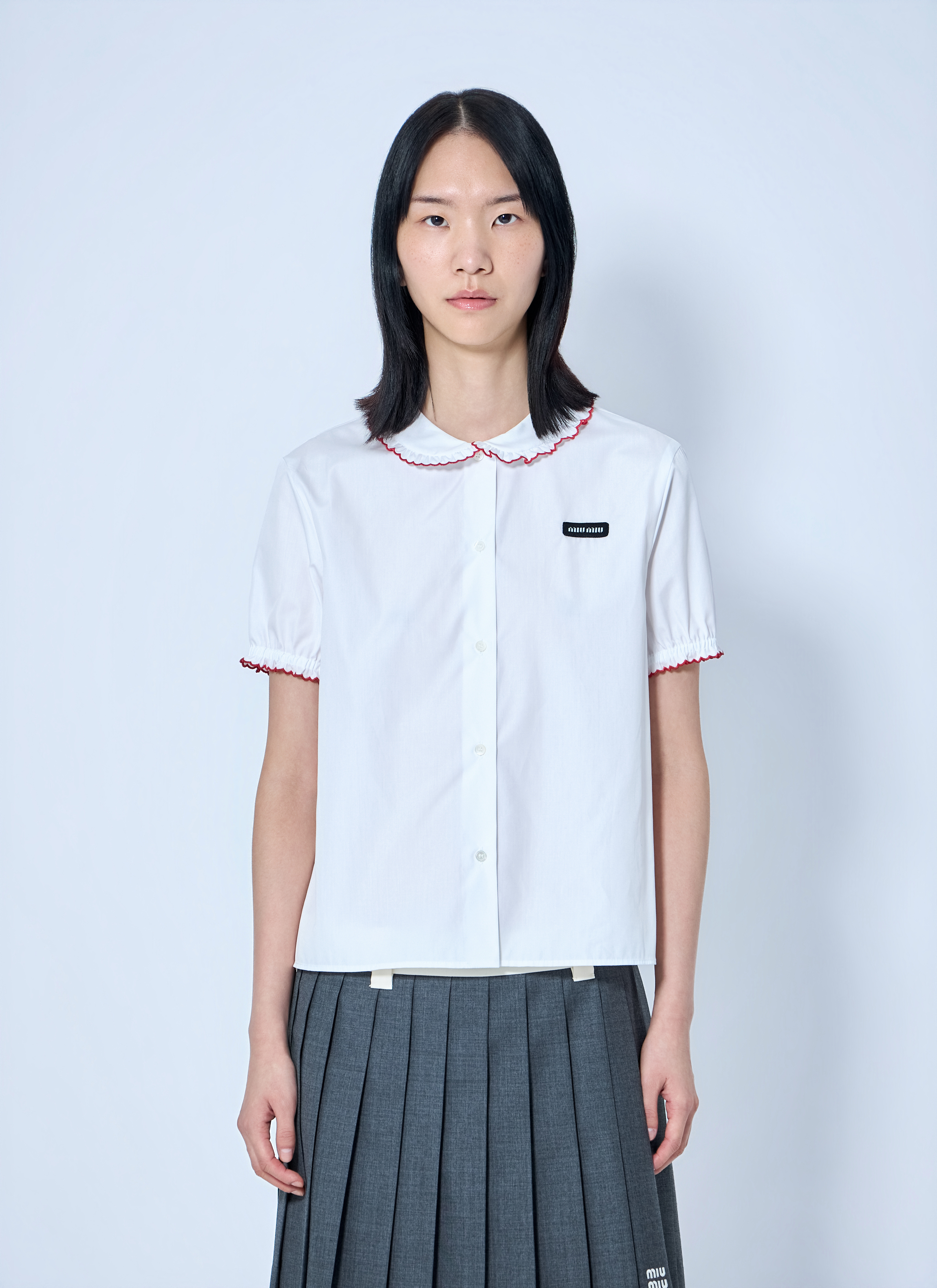 Miu Miu Miu Miu Embroidered Poplin Shirt