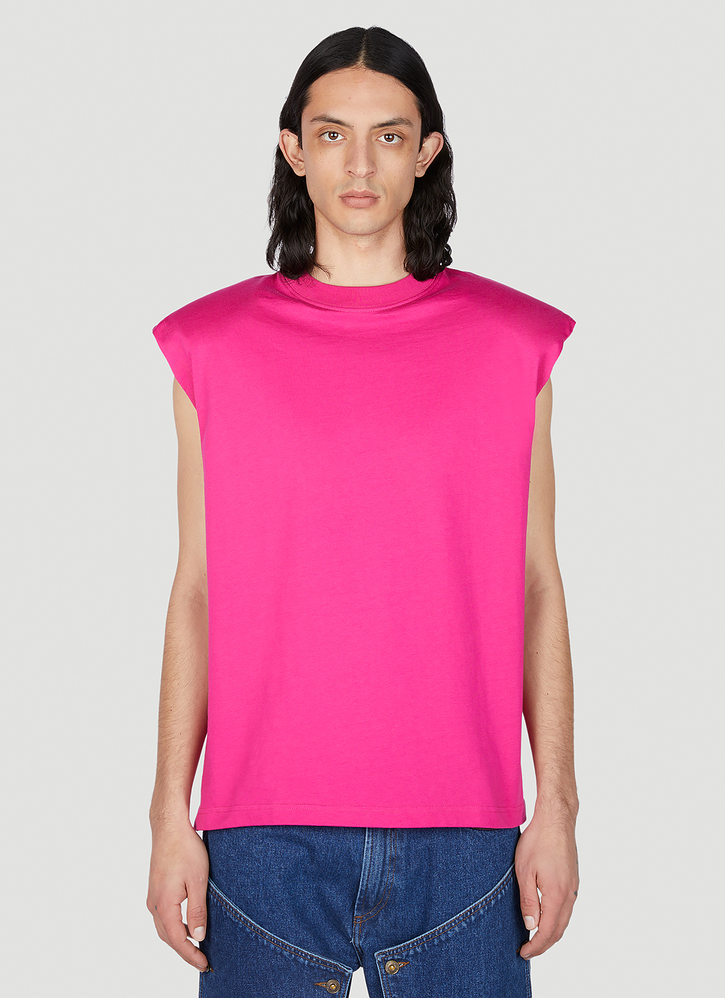 Sleeveless Strong Shoulder Top