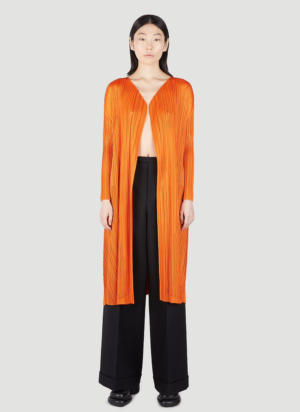 Plissé Long Cardigan