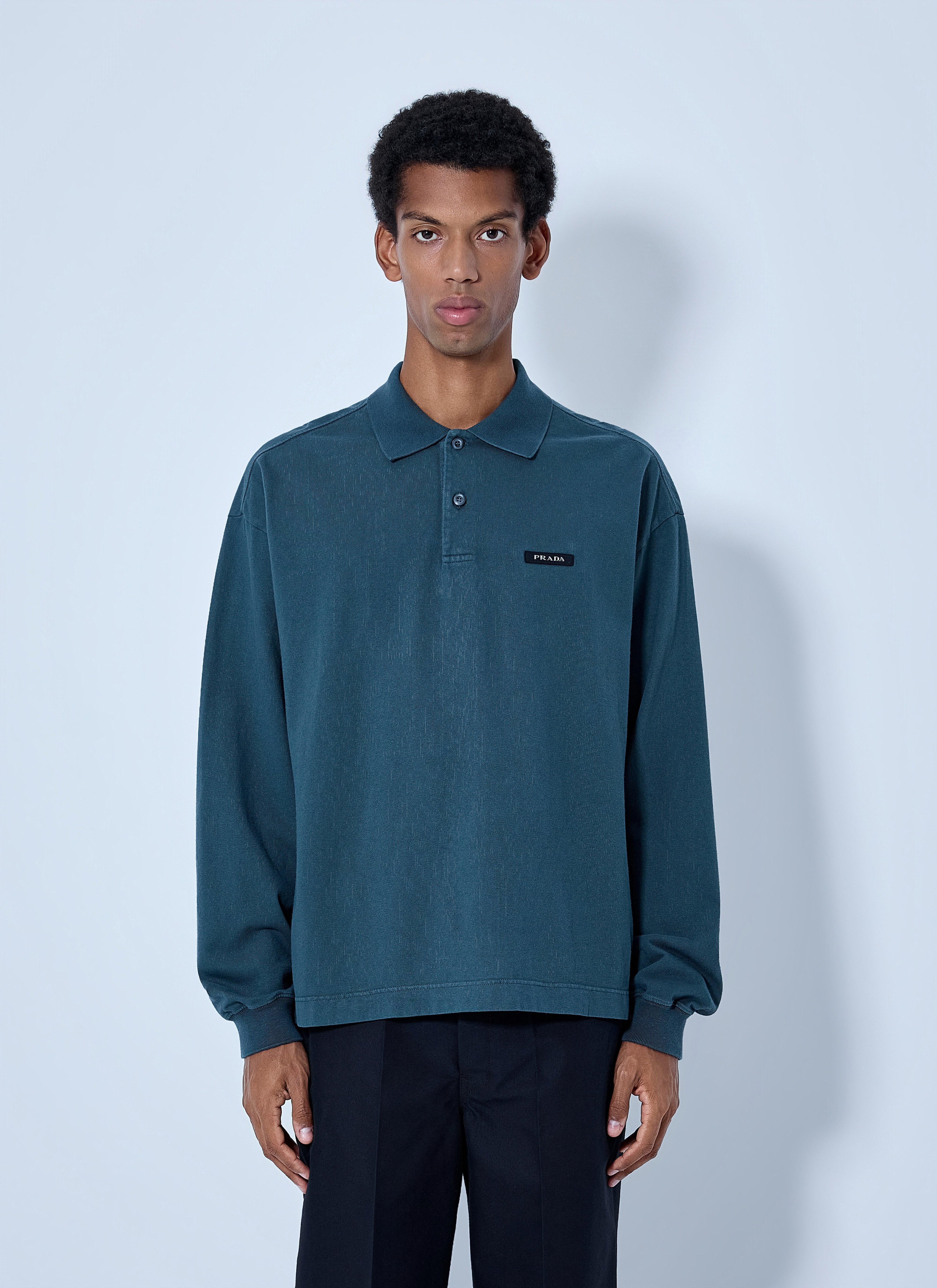 Prada Prada Piqué Long Sleeve Polo Shirt