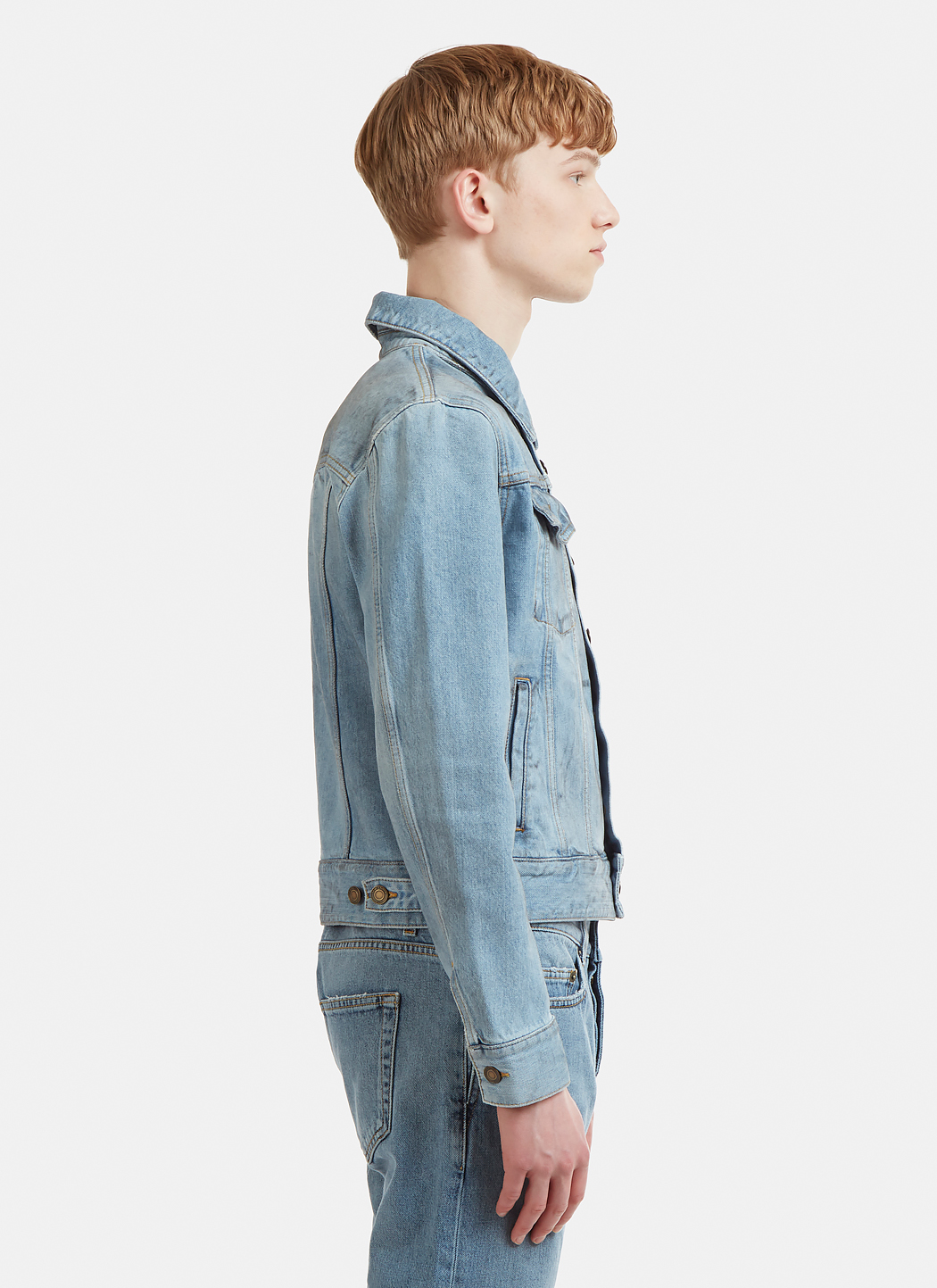 Saint Laurent Dirty Grease Denim Jacket in Blue LNCC