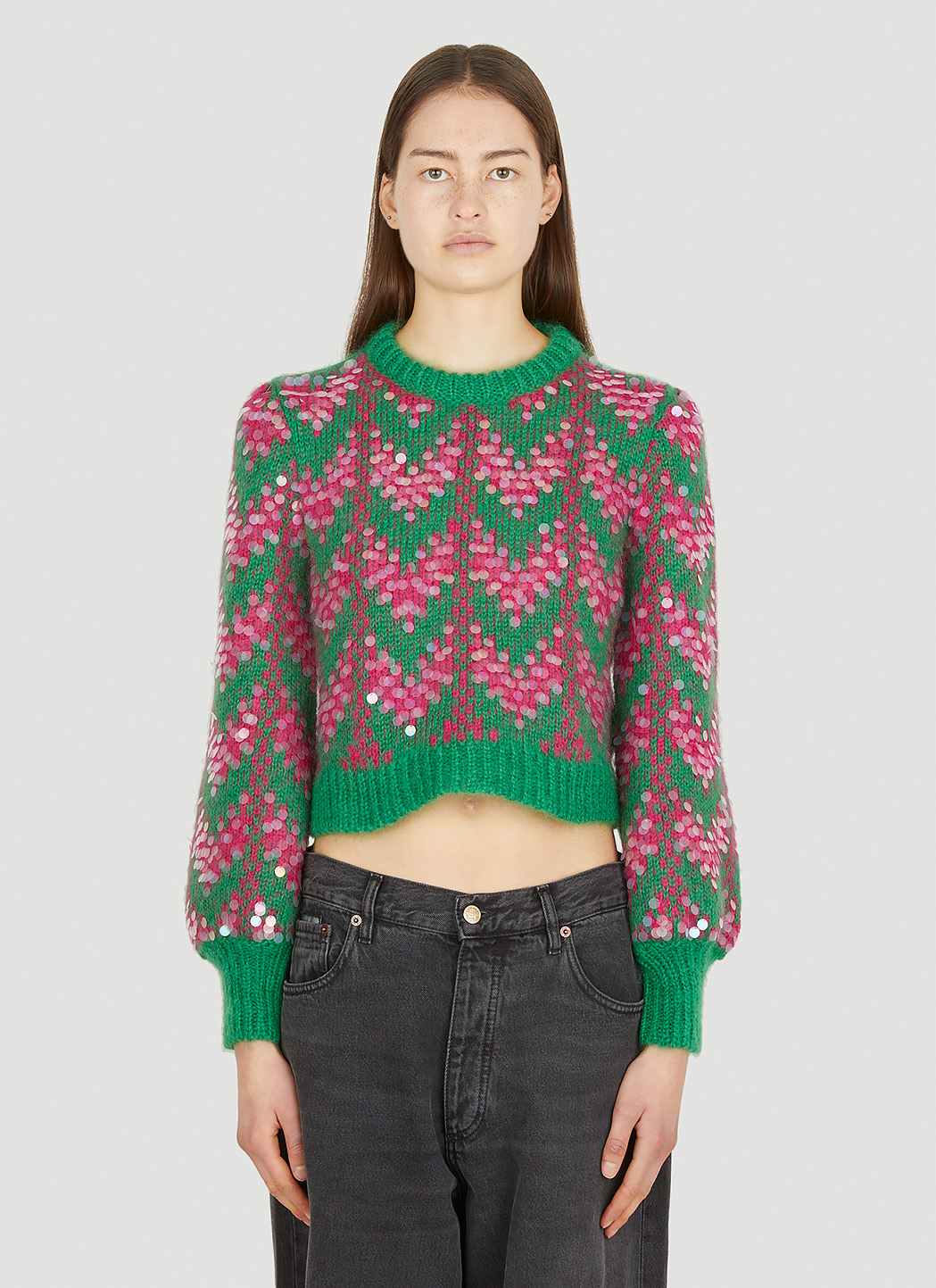 GucciChevron Sequin Sweater in Green 