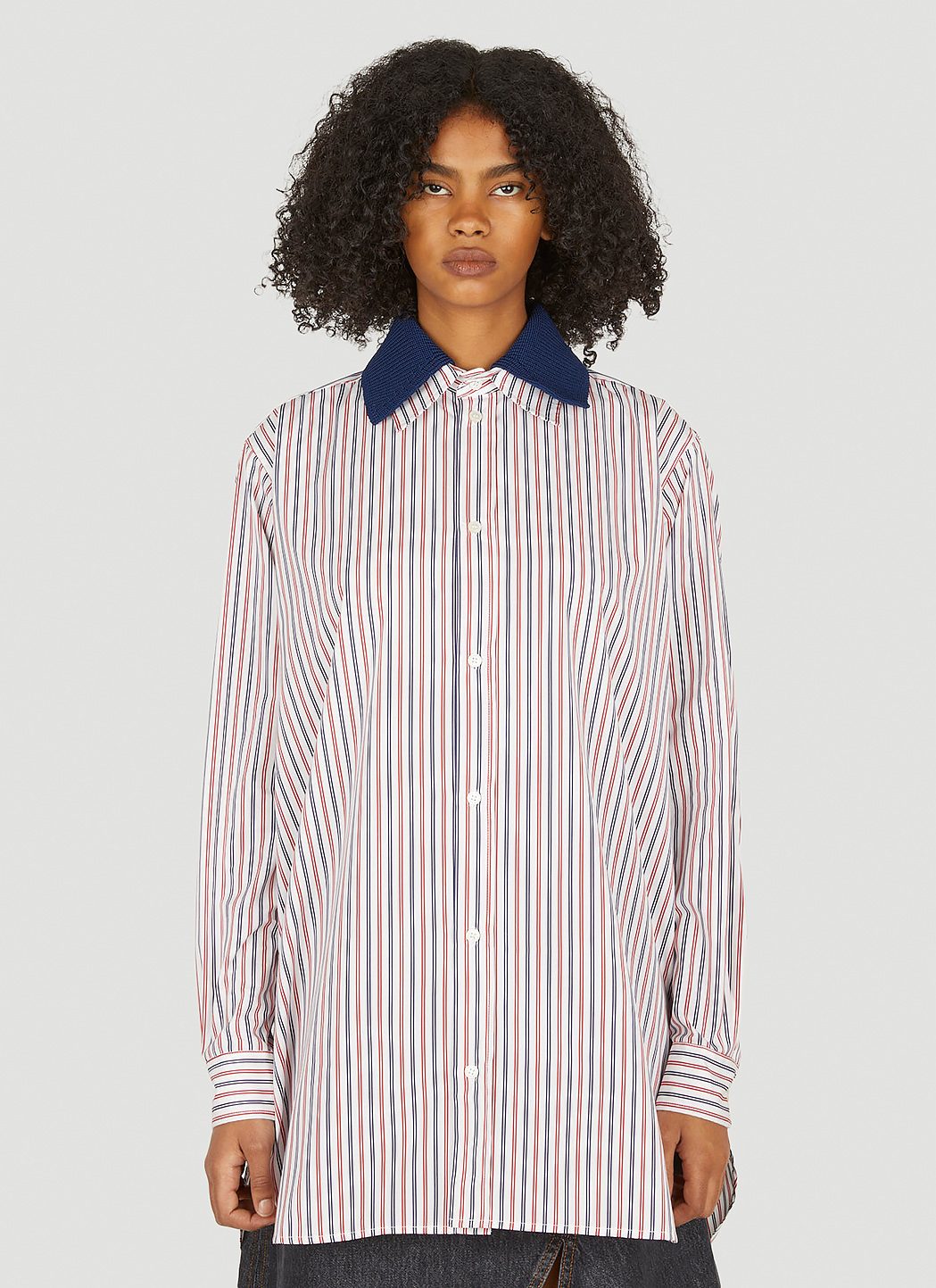 Dual Collar Striped Shirt