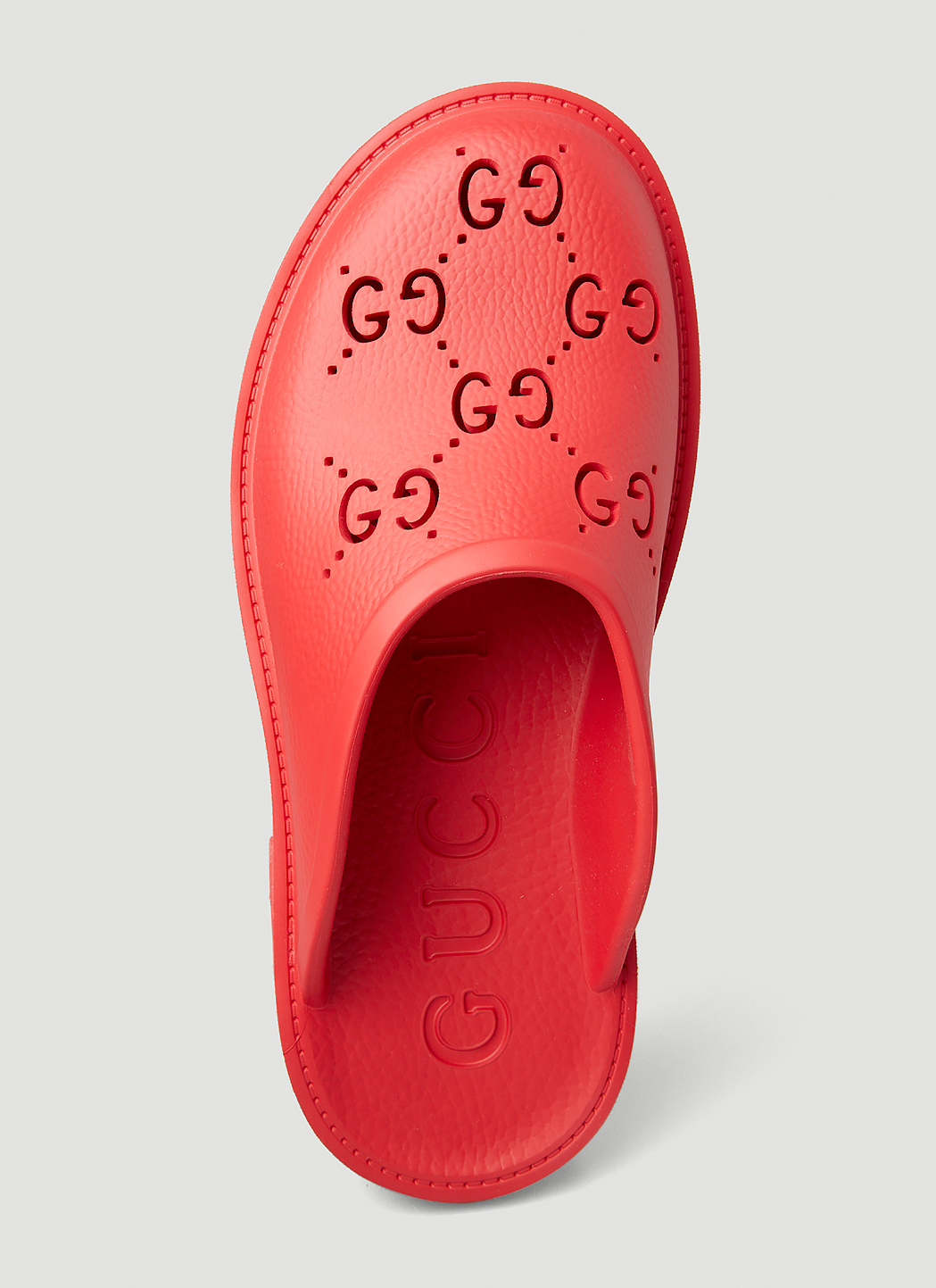Gucci Women's Perforated G Platform Slip Ons in Red LNCC