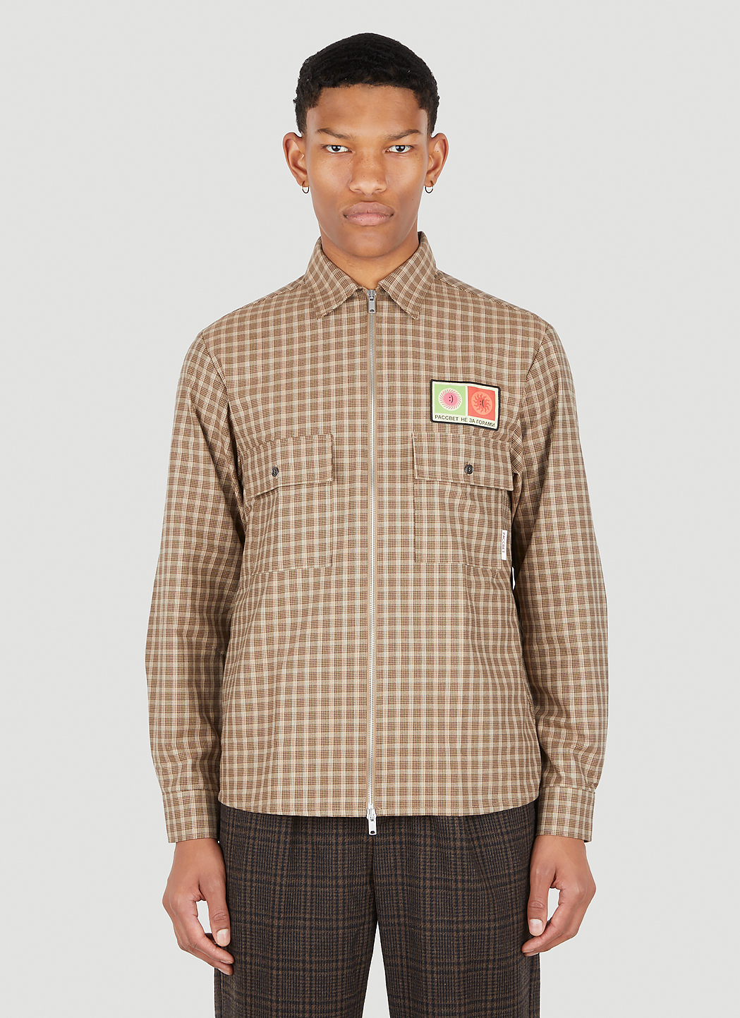 Zip-Front Check Shirt