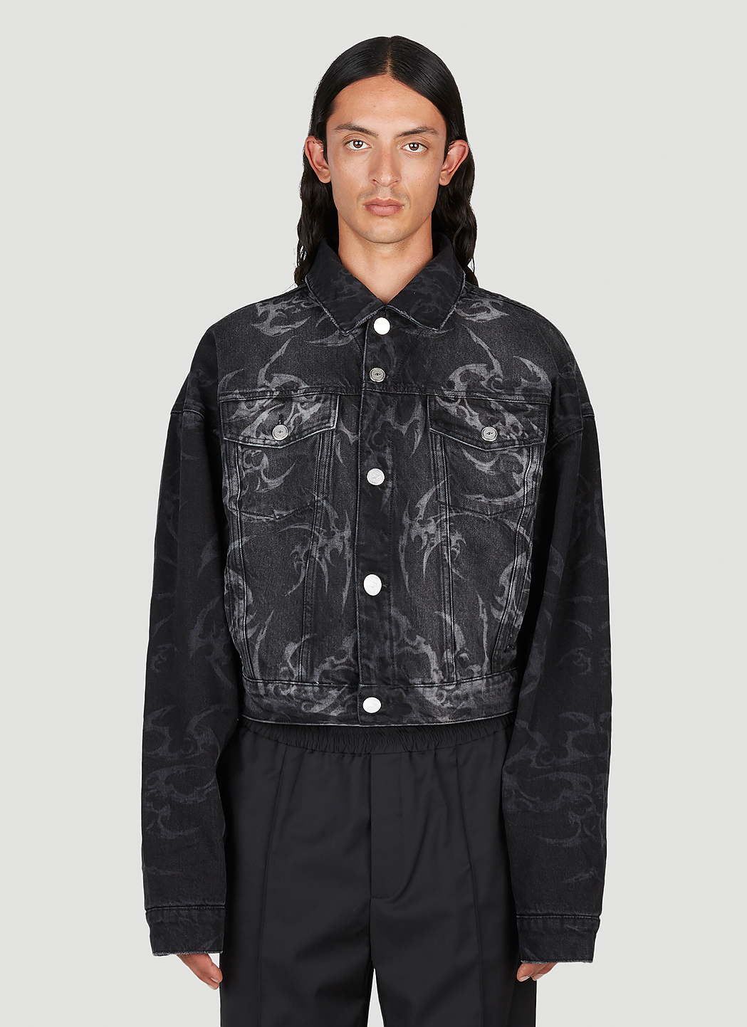 Han Kjøbenhavn Men's' Laser Tribal Denim Jacket in Black | LN-CC®