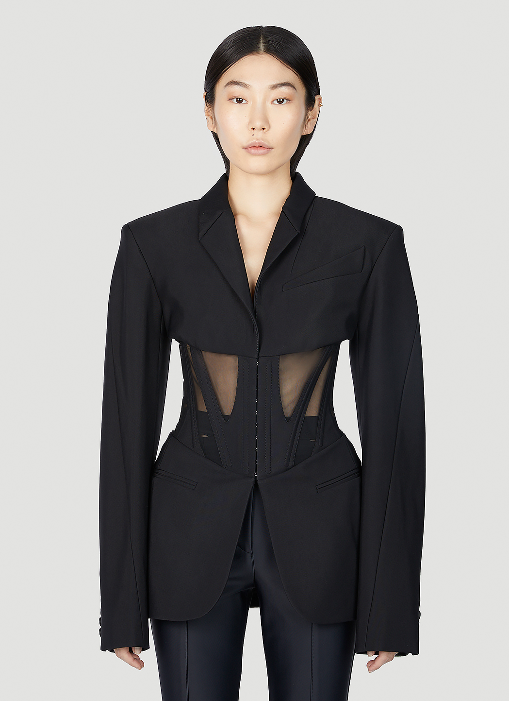 Mesh Corset Panel Blazer
