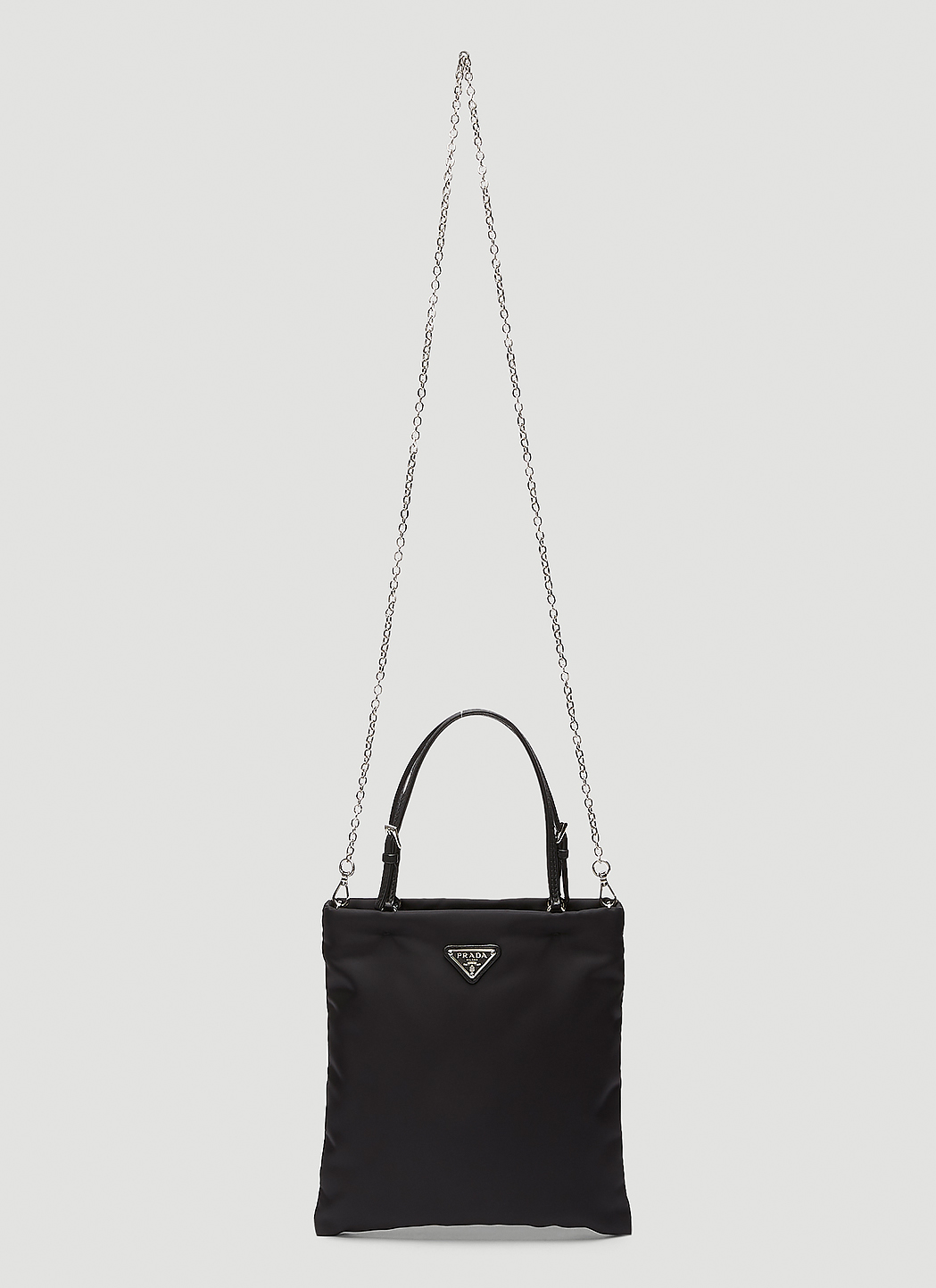 Prada Women's Nylon Tote Chain Shoulder Bag in Black | LN-CC®