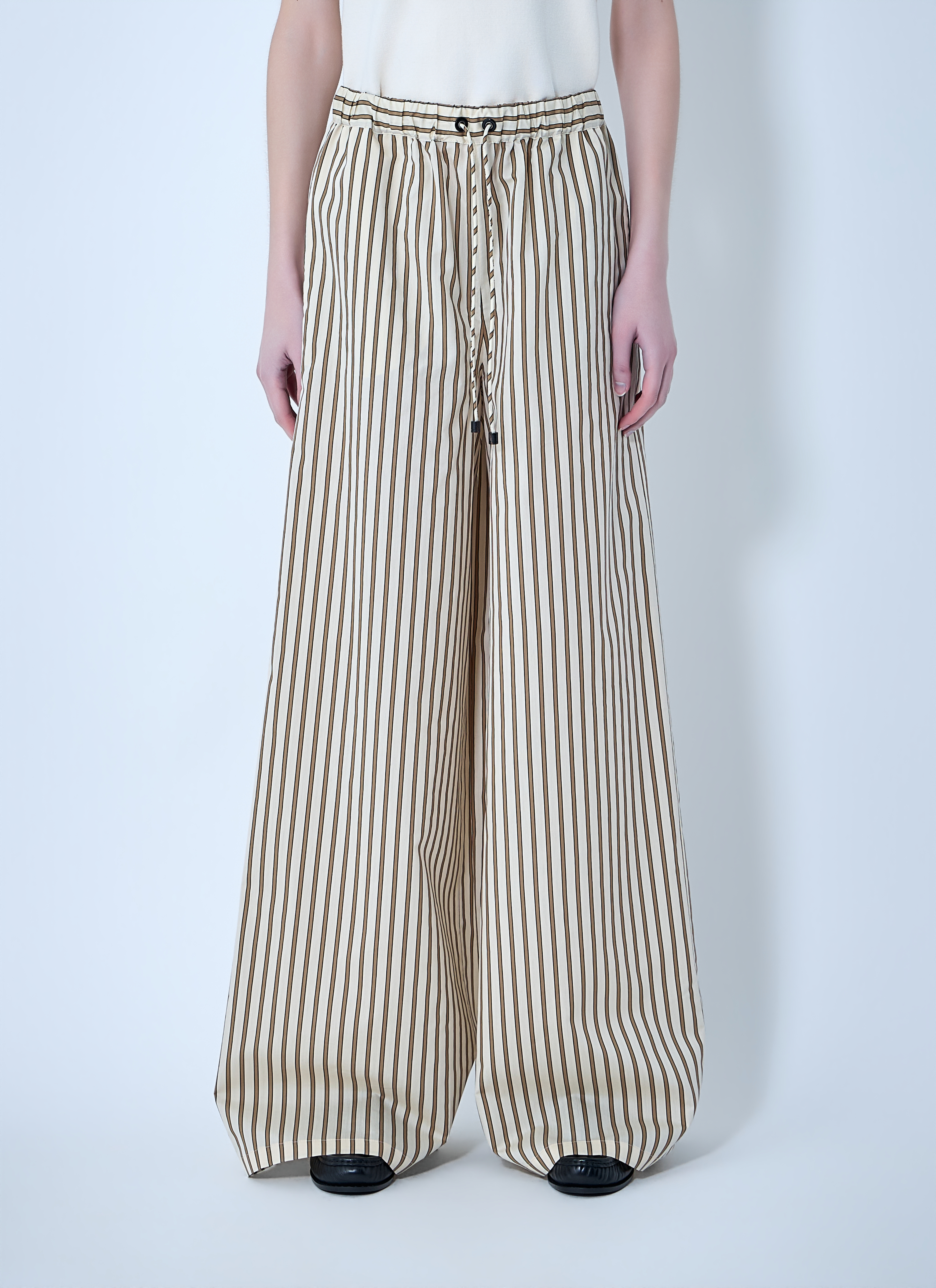 Max Mara Beige Wide-Leg Drawstring Trousers - Woman Pants It - 38