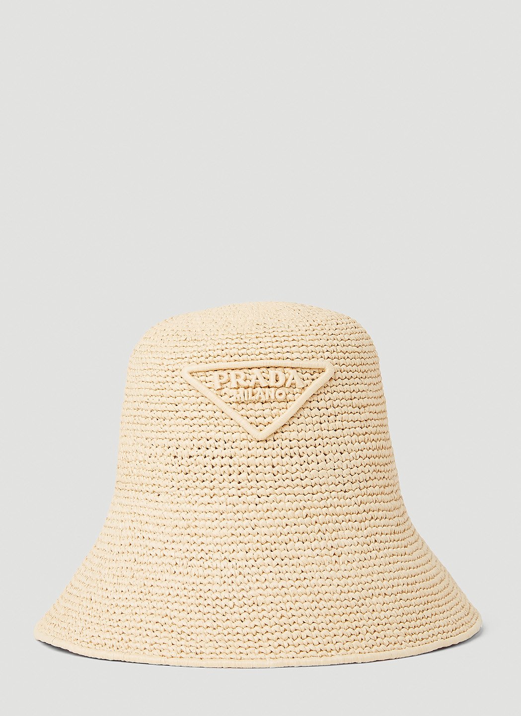 Prada logo-embroidered woven bucket hat - Neutrals