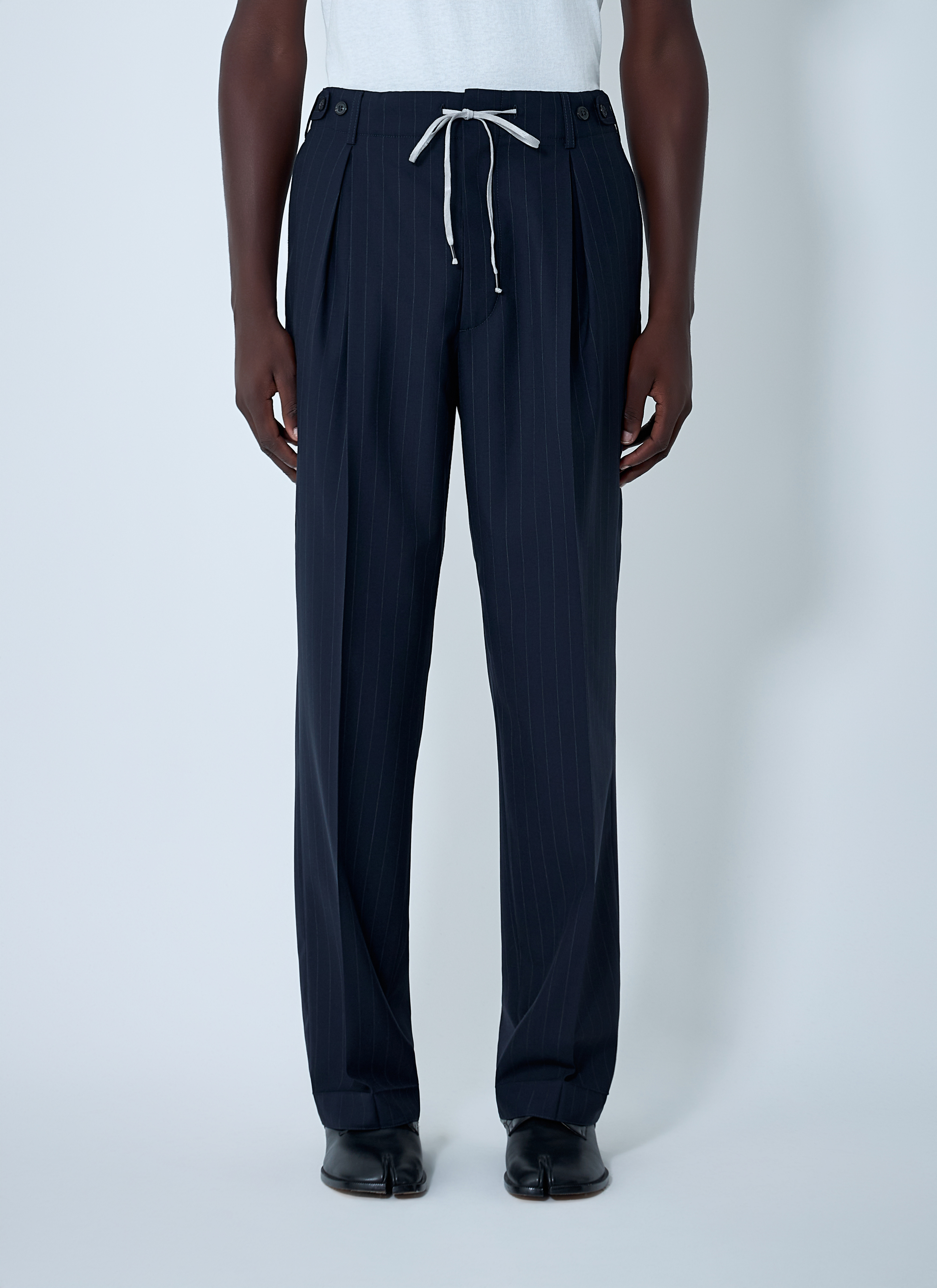 Maison Margiela Men's' Drawstring Wool Pants in Blue | LN-CC®