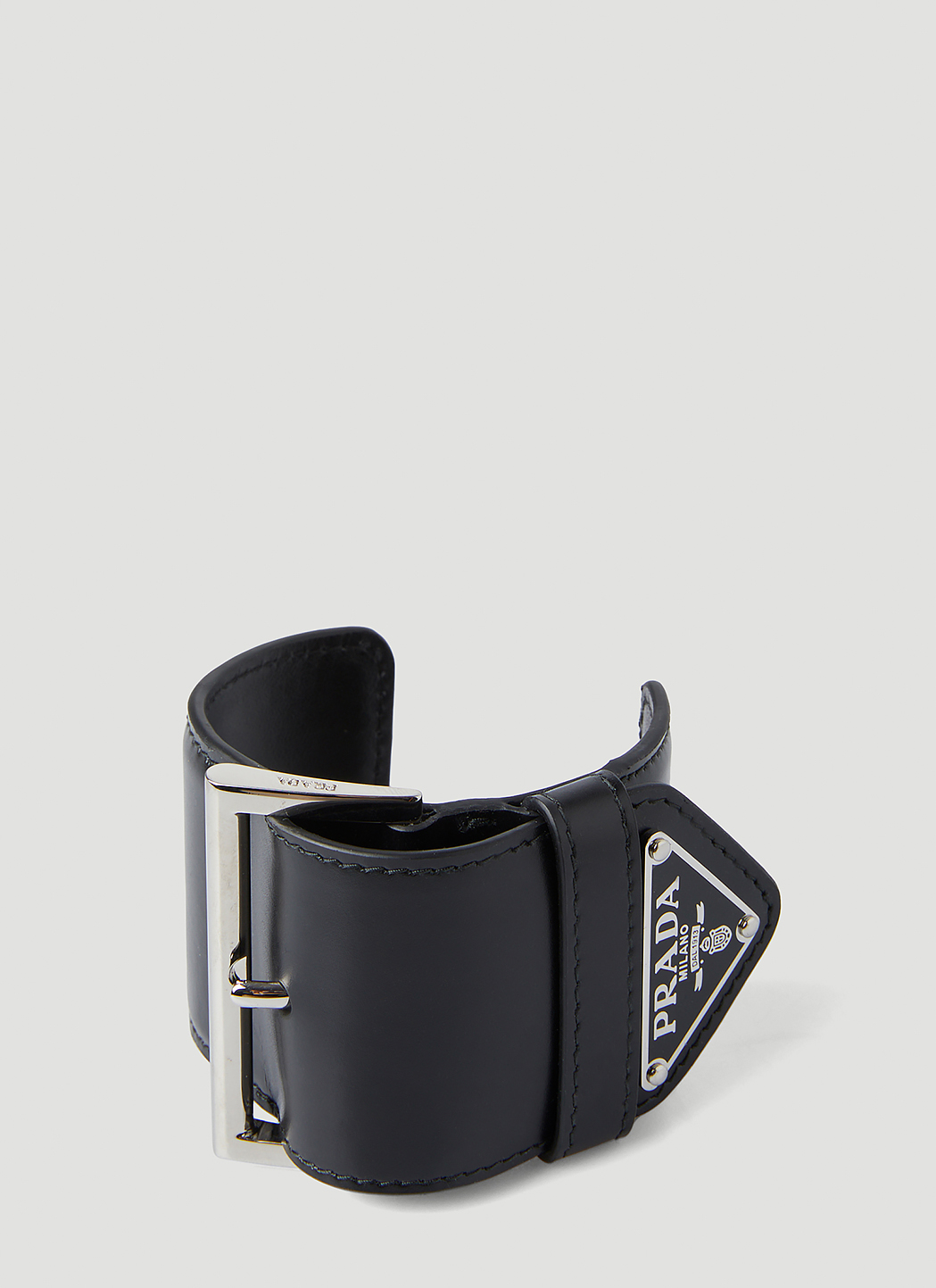 Prada Logo Plaque Cuff Bracelet in Black | LN-CC