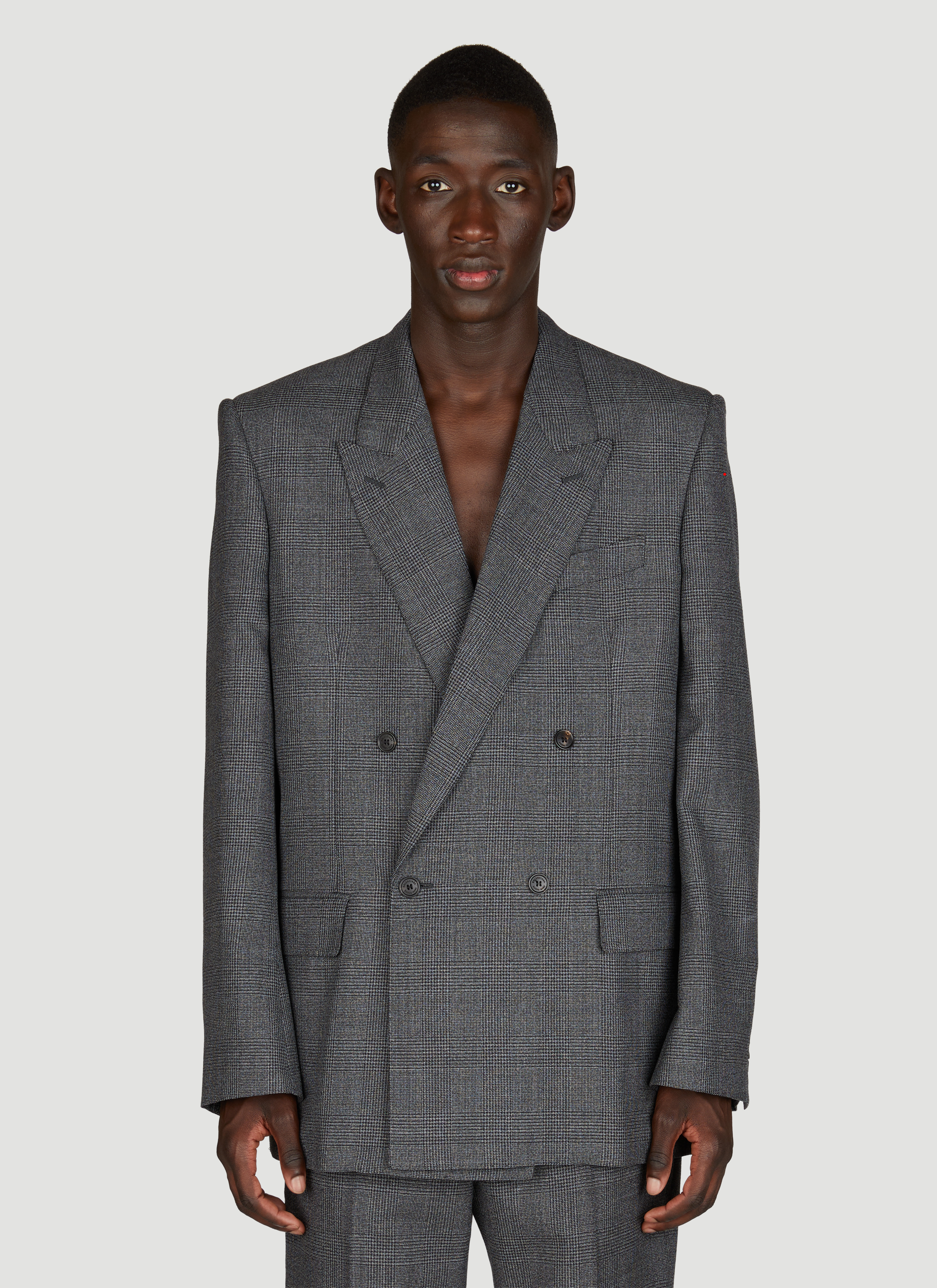 Balenciaga Men's' Prince Of Wales Regular Fit Blazer in Grey