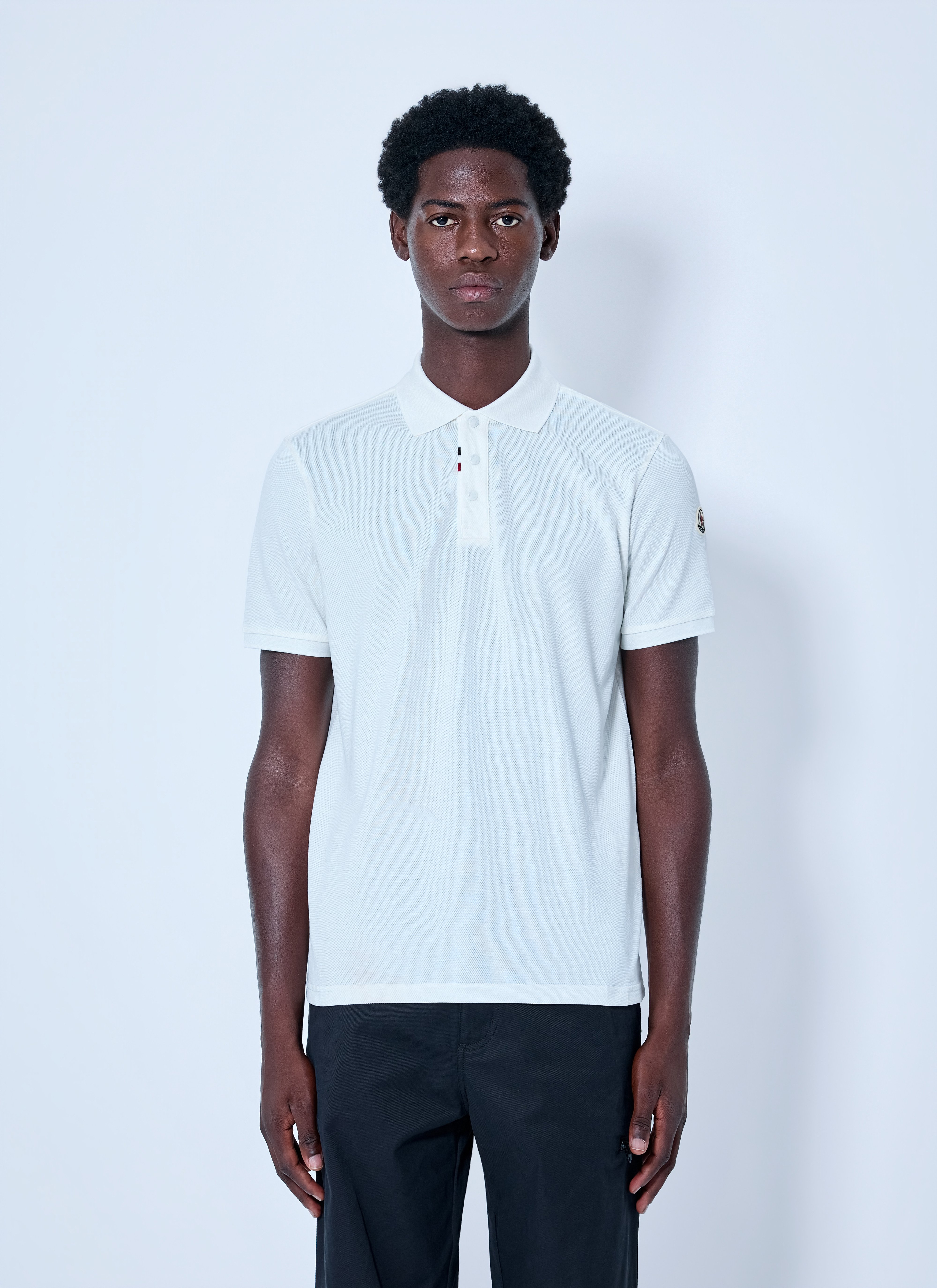 Moncler Men's White Piqué Polo Shirt - Man Polo Shirts Xxl