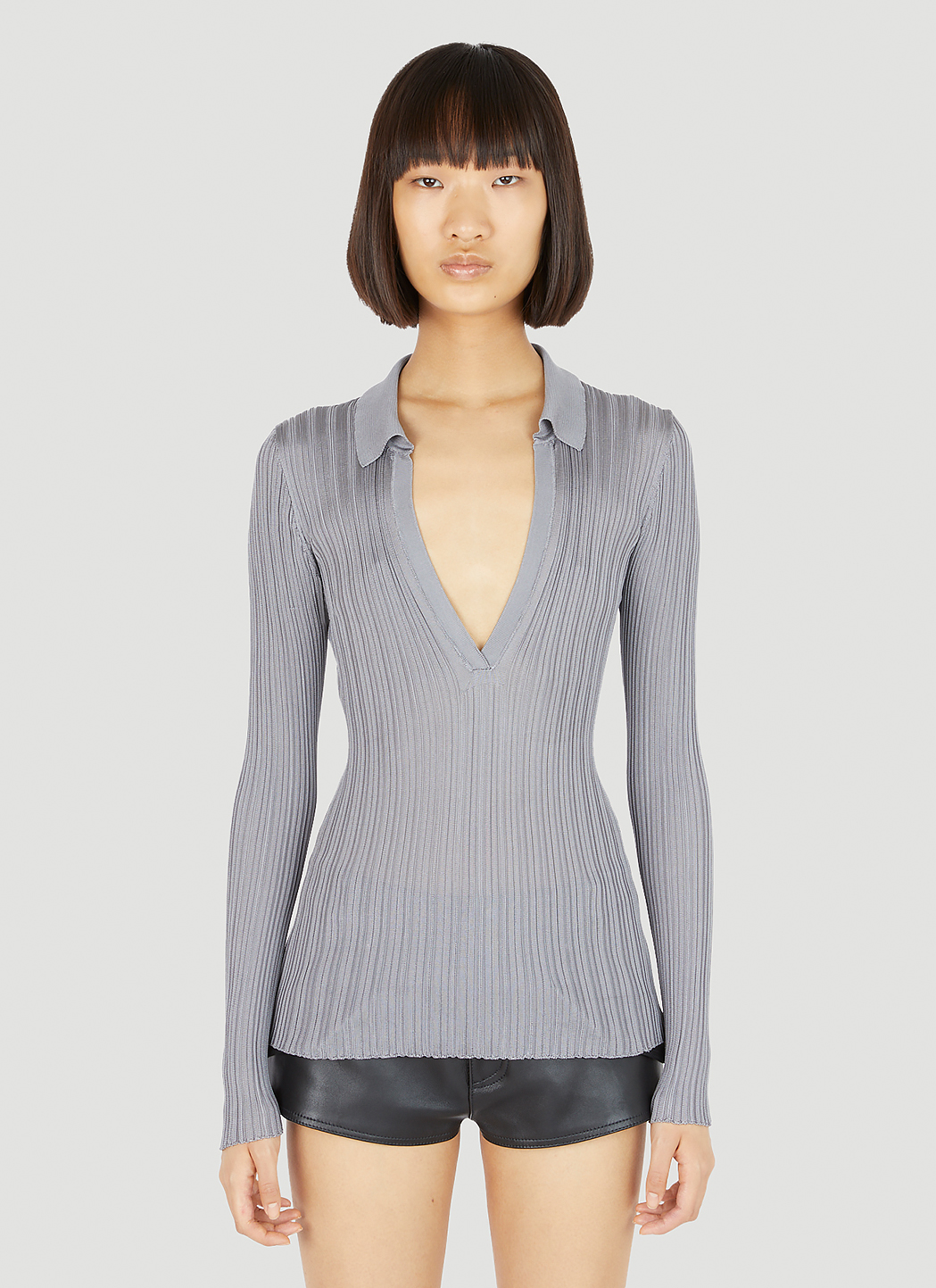 Silk Knit Polo Top