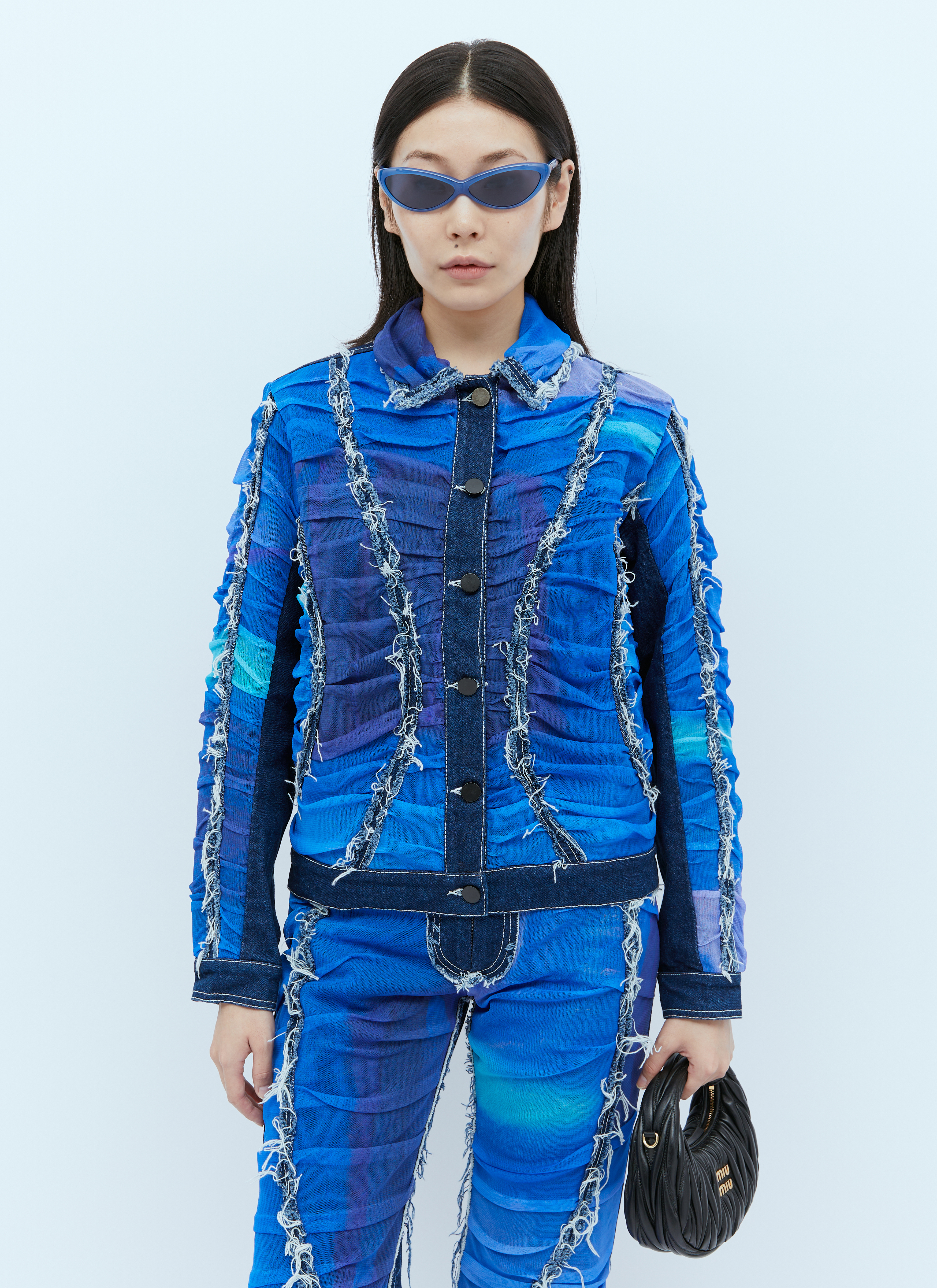 Paula Canovas Del Vas Mesh Construction Denim Jacket