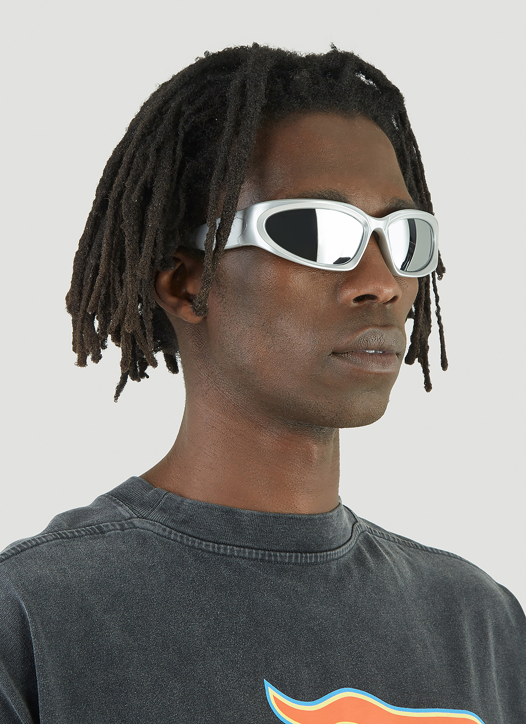 Balenciaga Unisex Swift Oval Sunglasses in Grey LNCC