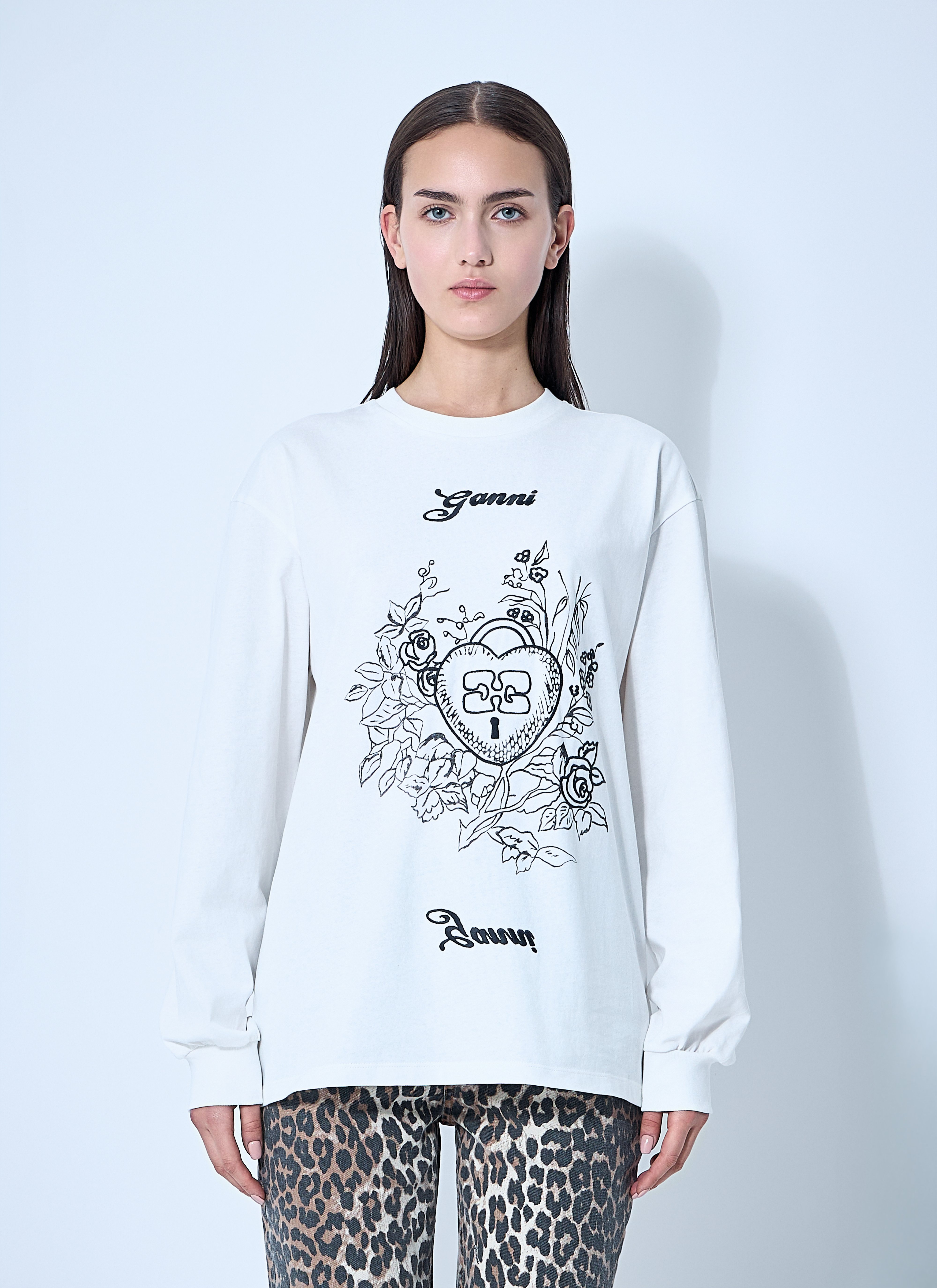 GANNI☆ネコ柄 TATOO ロンT 楽天市場】GANNI ガニー 長袖 Tシャツ Re-cut Heavy Jersey Charm Long