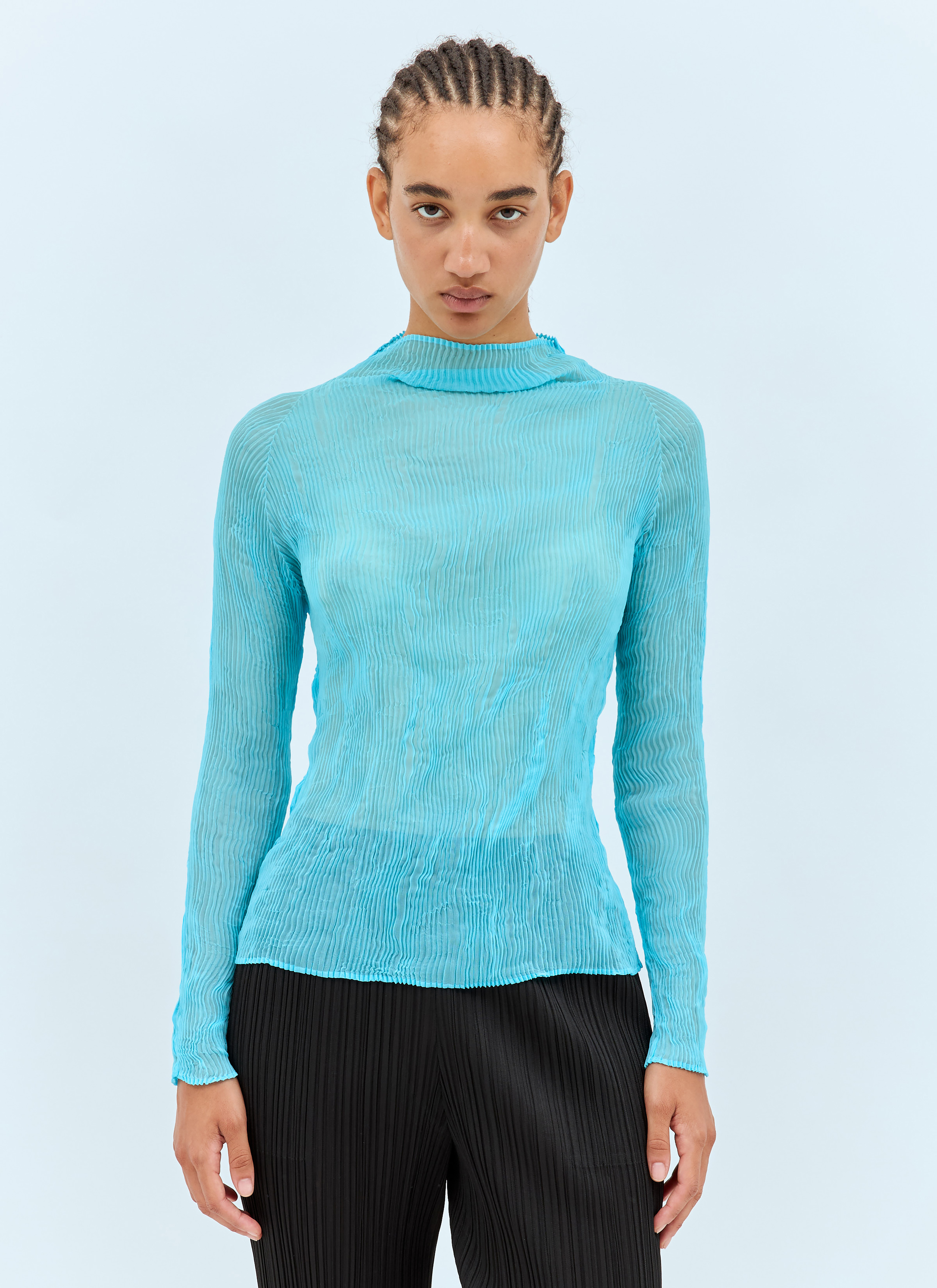 Issey Miyake Women's' Chiffon Twist 1 Long-Sleeve Top in Blue | LN-CC®