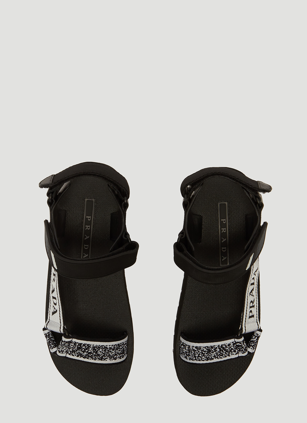 Prada Logo Jacquard Strap Sandals in Black | LN-CC