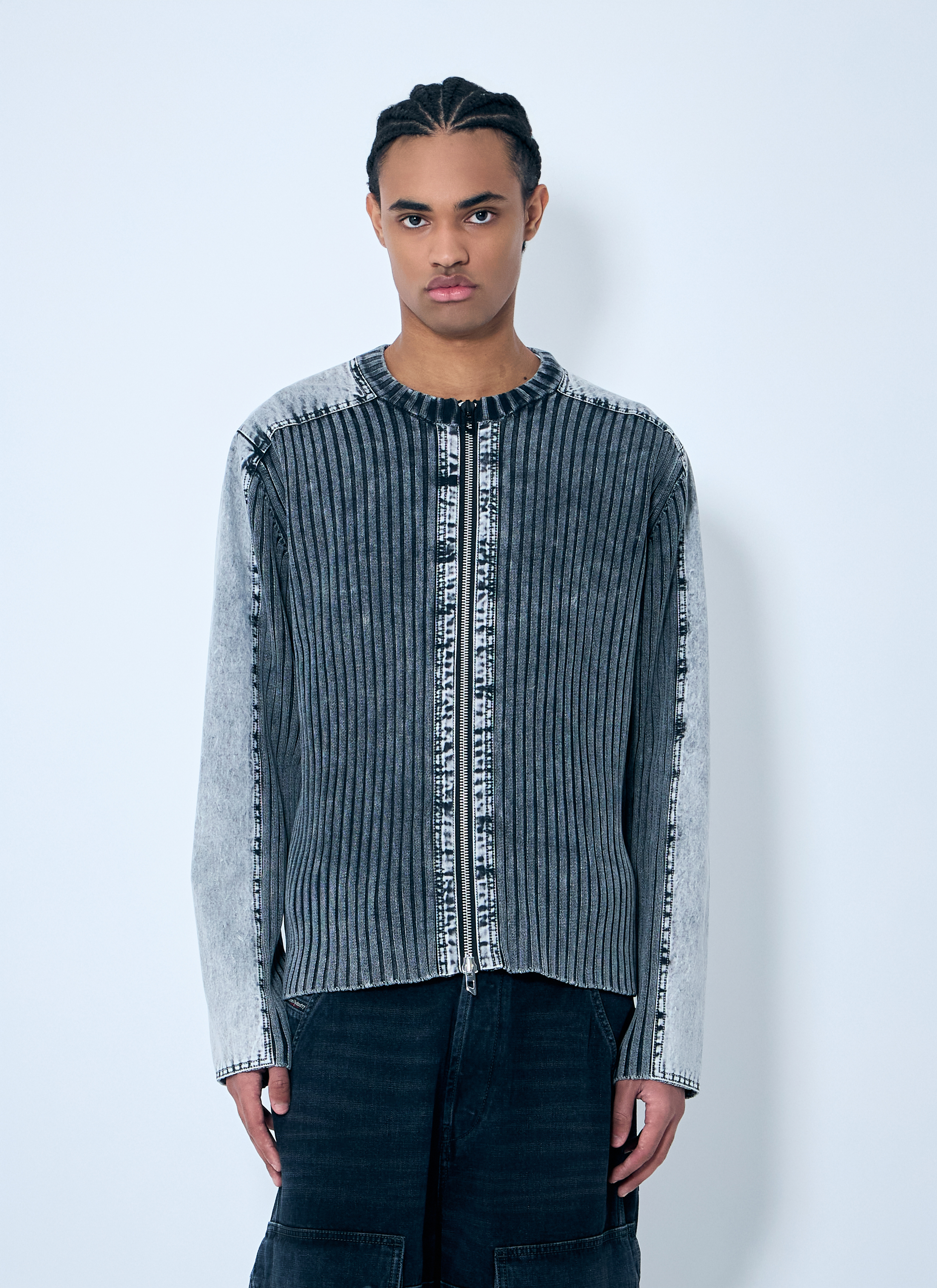 Diesel K-Matty ニット　Sサイズ Men's Zip-up cardigan with contrast panels | Grey | Diesel