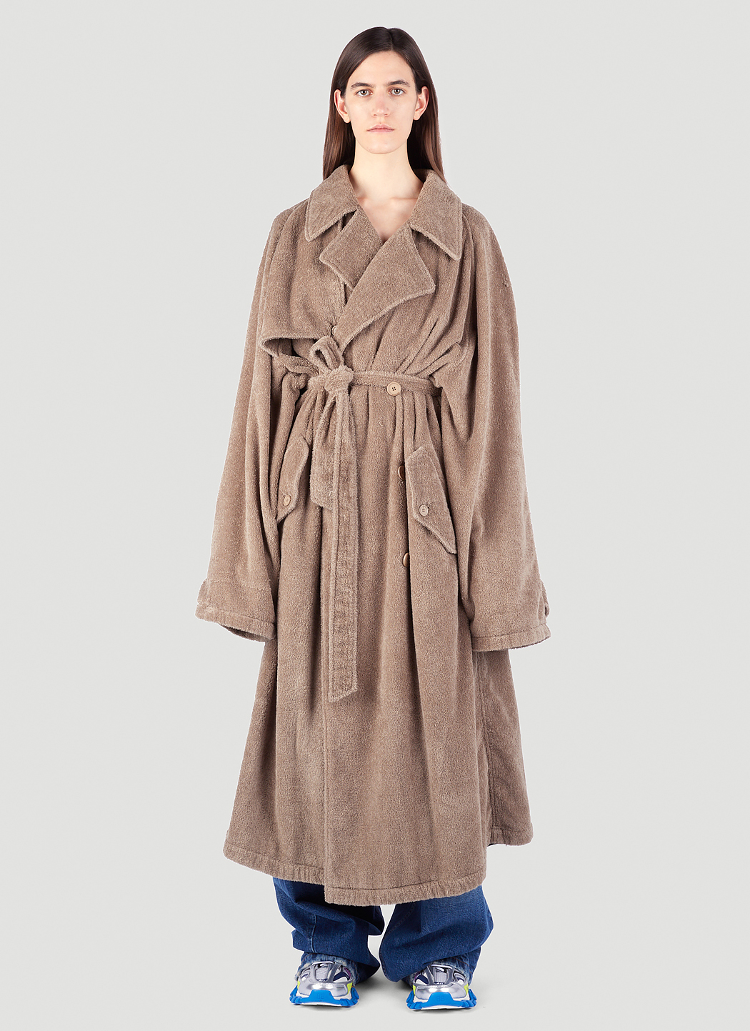 コート BALENCIAGA FW22 TOWEL TRENCH COAT (704544_TKP179577) Balenciaga Towel Trench Coat in Beige | LN-CC
