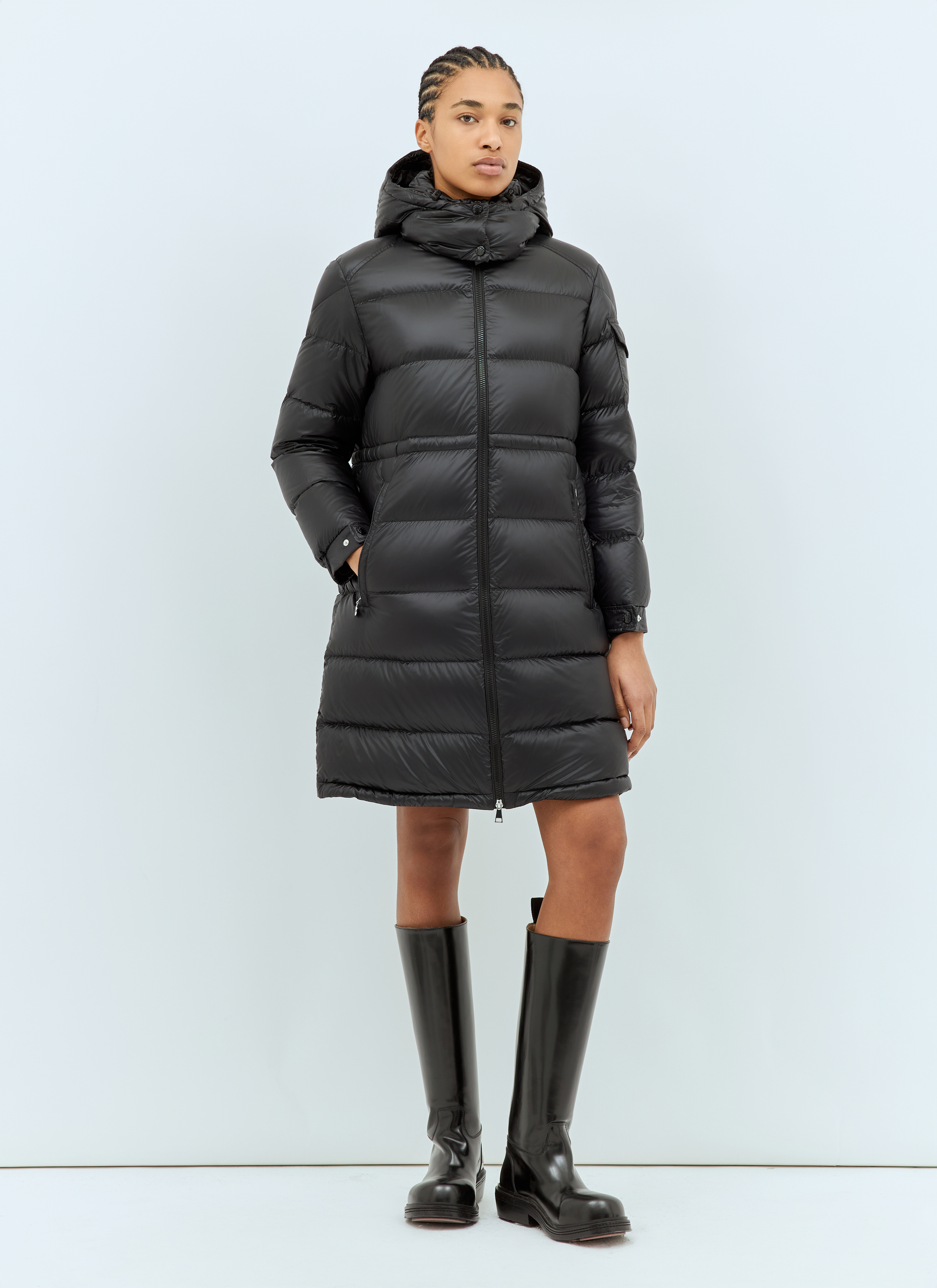 Moncler Women's' Meillon Hooded Long Down Jacket in Black