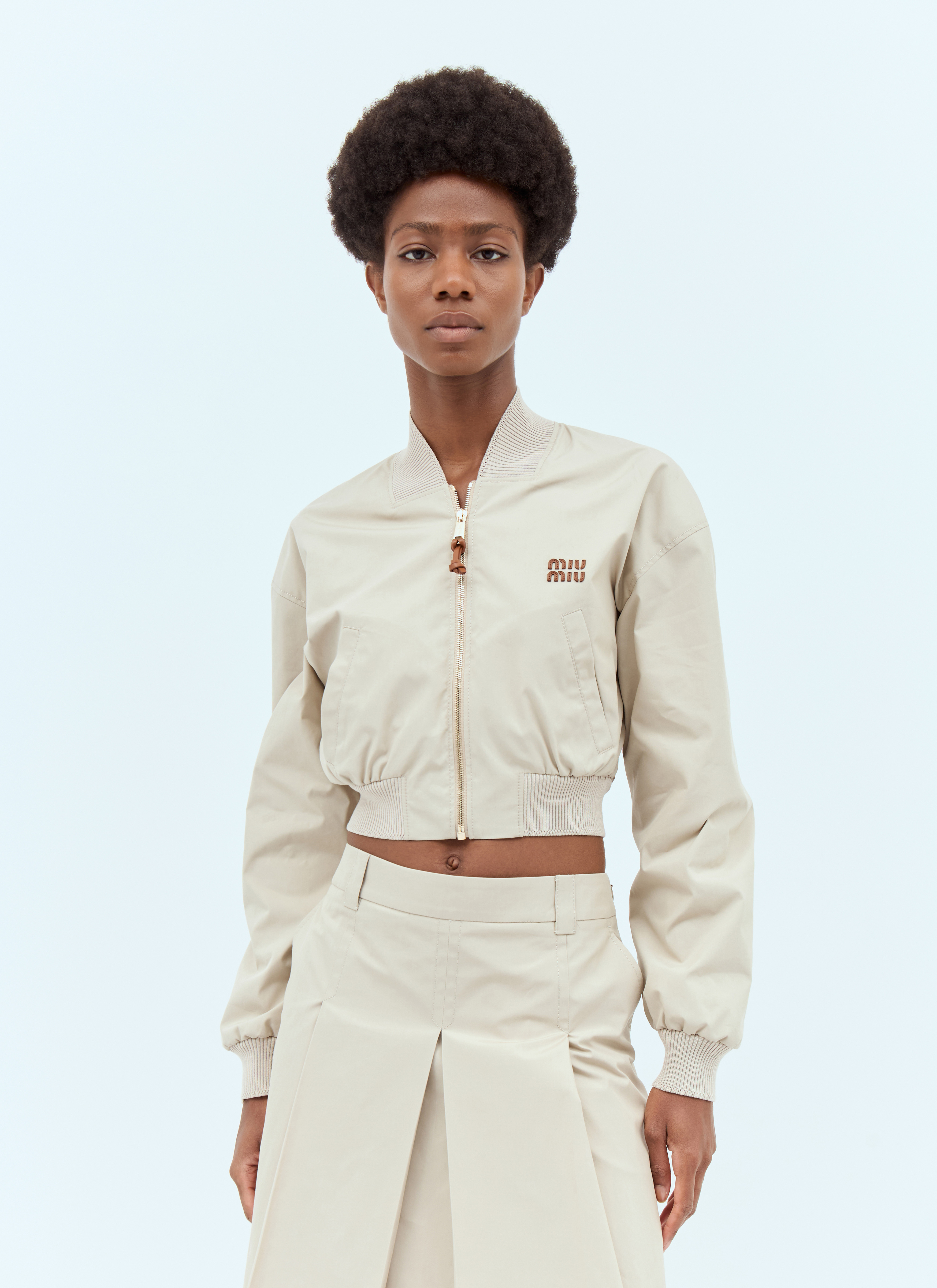 ブルゾン Miu Miu Bomber Imbottito In Lana Chevron Miu Miu Chevron Oversized Zip Up Bomber Jacket - Bergdorf