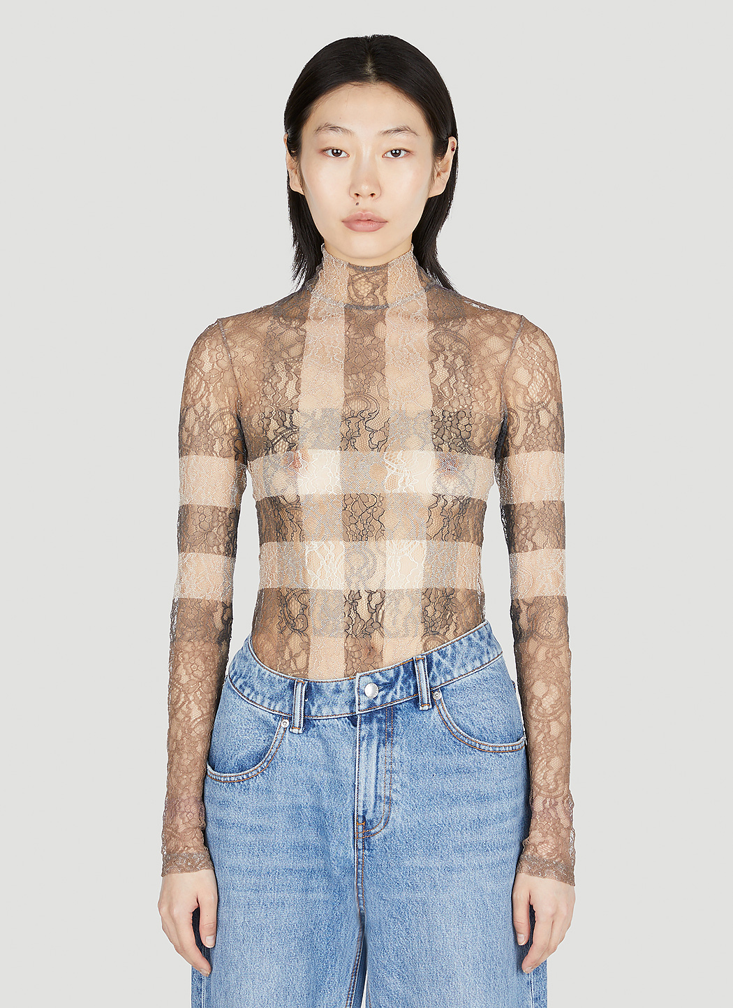 Check Lace Bodysuit