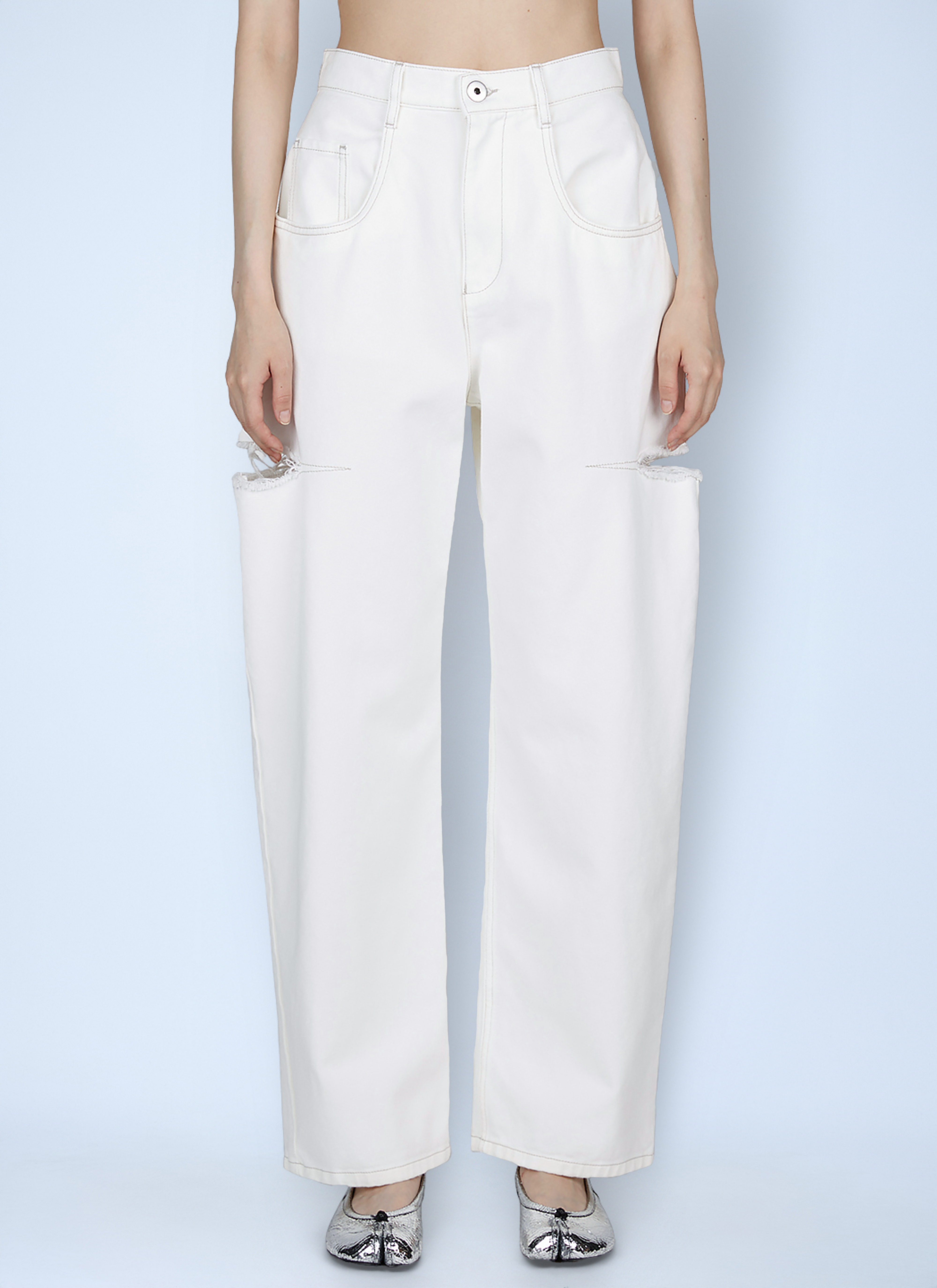 Maison Margiela Women's' Distressed Pants in White | LN-CC®