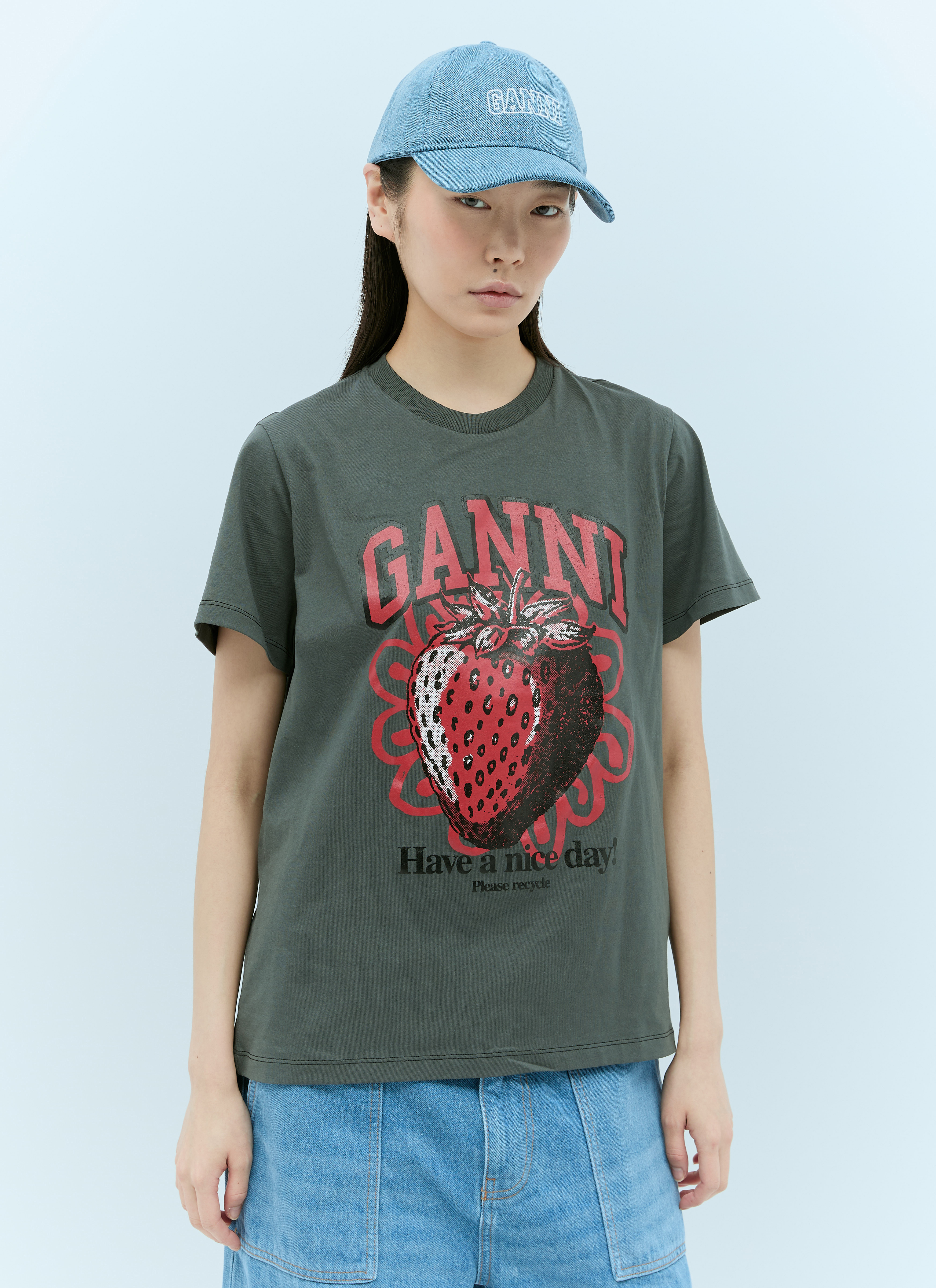 GANNI Women's' Strawberry T-Shirt in Grey | LN-CC®