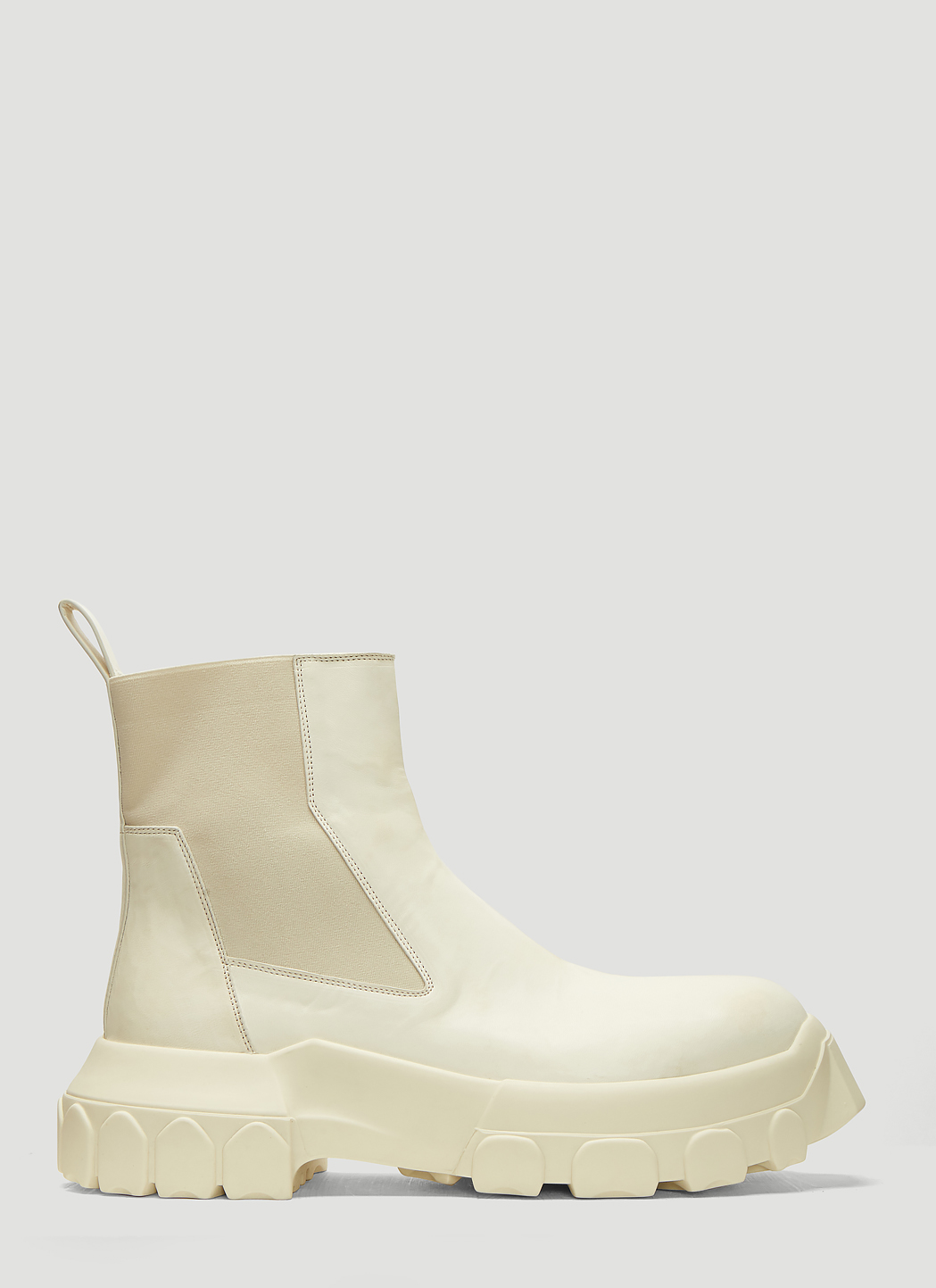Rick Owens Bozo Tractor Beetle Boots in White | LN-CC