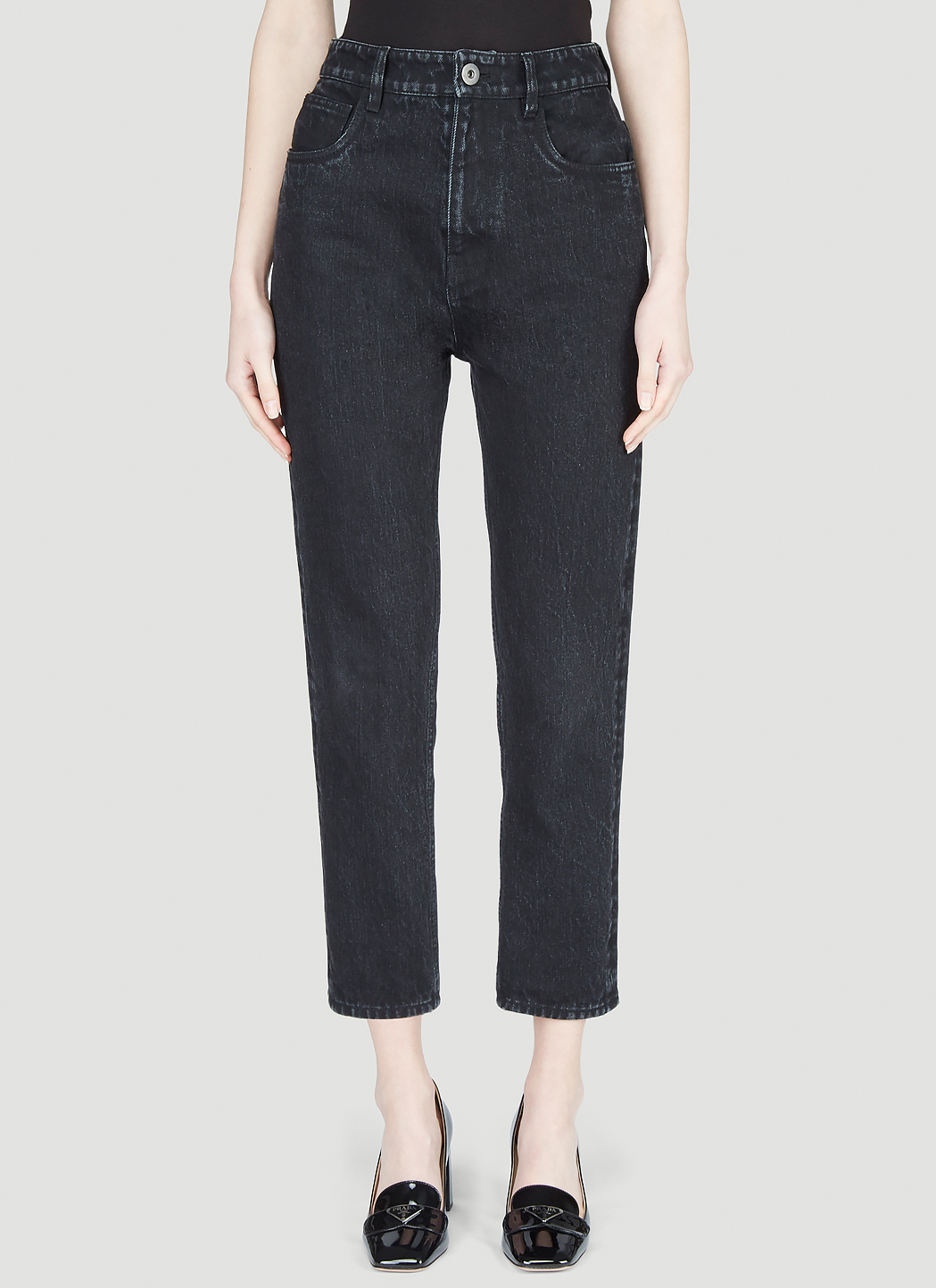 Prada Straight-Leg Cropped Jeans in Black | LN-CC