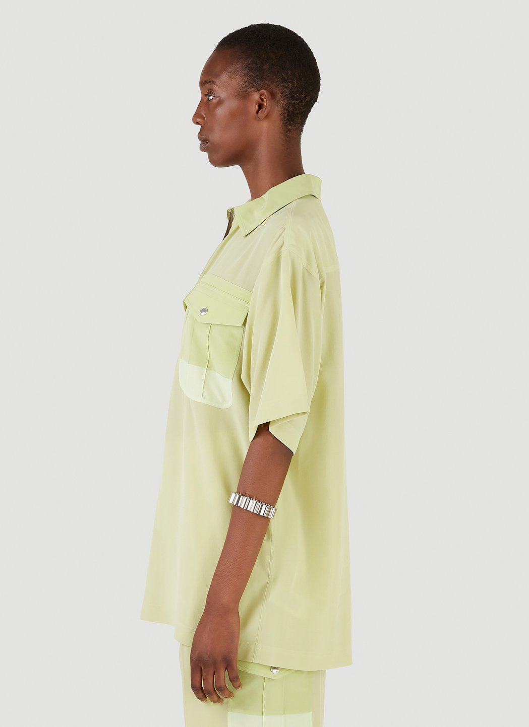Burberry Women's Oversized Silk Shirt in Green | LN-CC