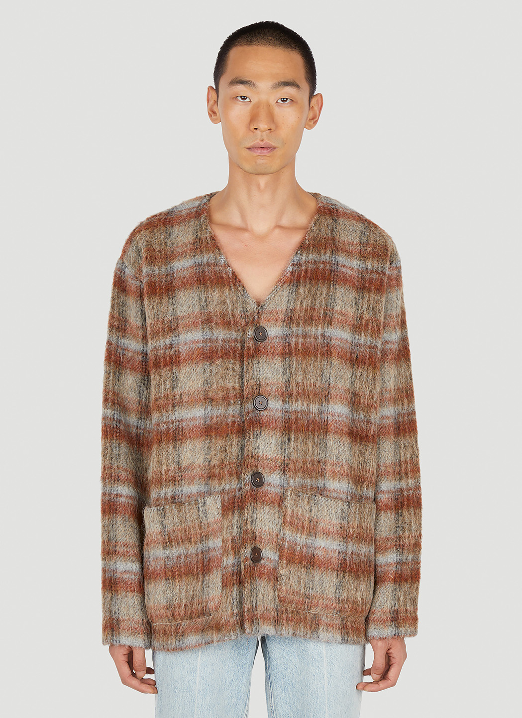 OUR LEGACY CHECK MOHAIR CARDIGAN-