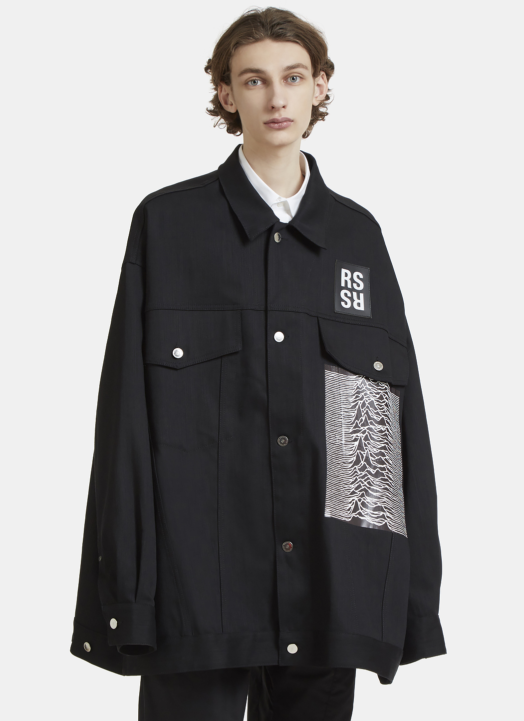 Raf Simons Oversized Joy Division Denim Shirt in Black | LN-CC