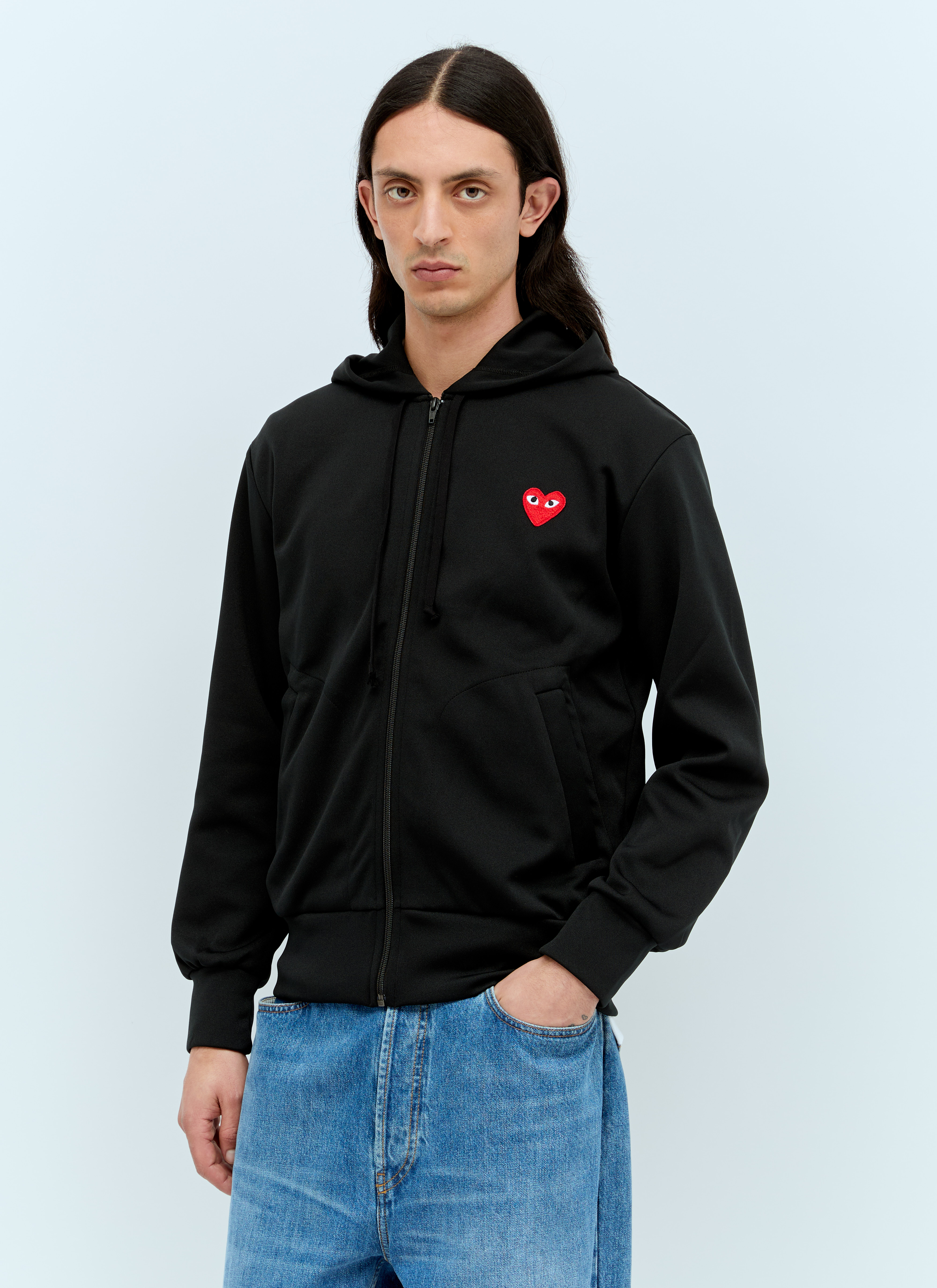 Comme Des Garçons PLAY Women's' Logo Patch Zip Hooded Sweatshirt