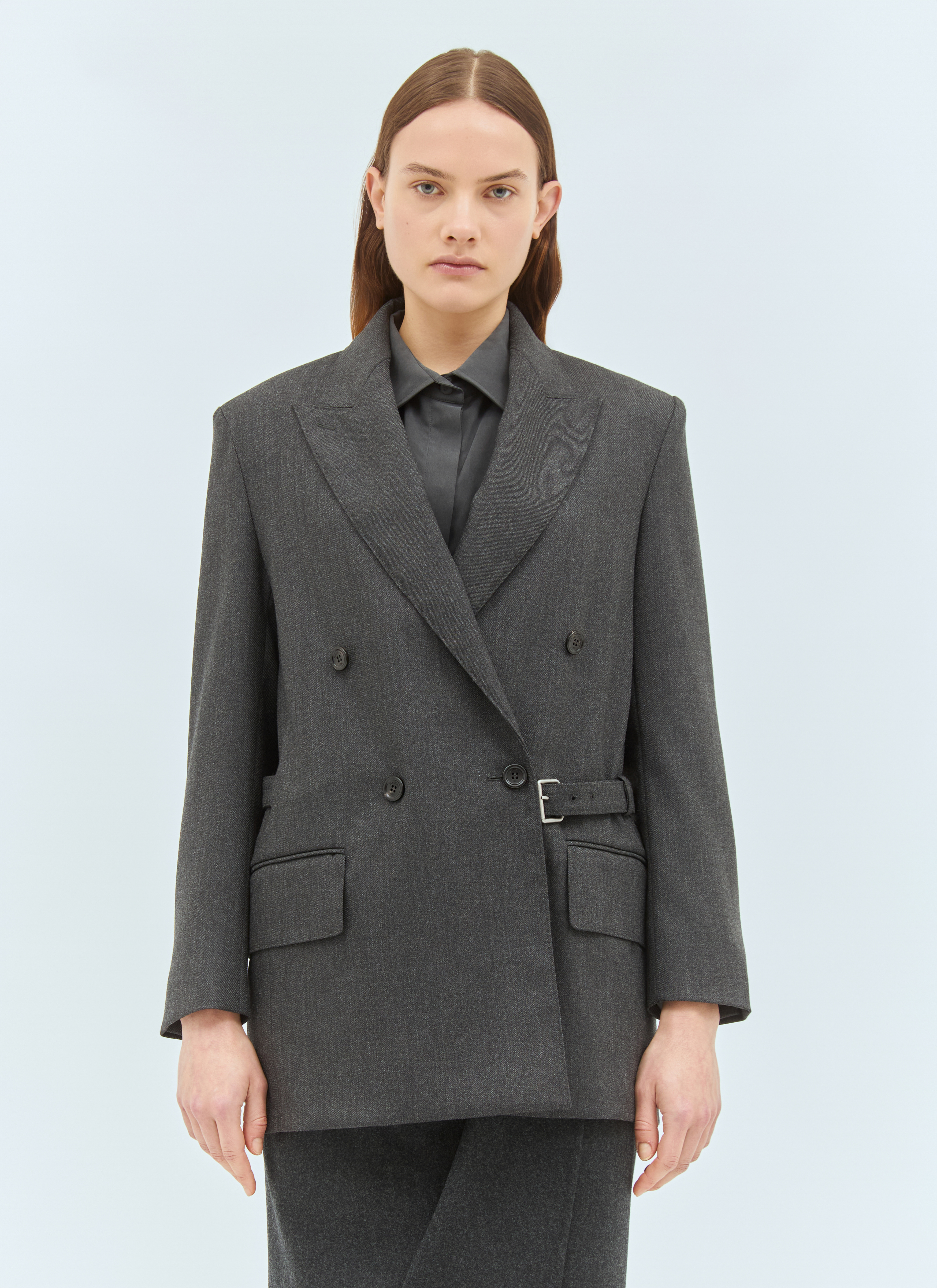 Max Mara Women's' Double-Breasted Wool Blazer in Grey | LN-CC®