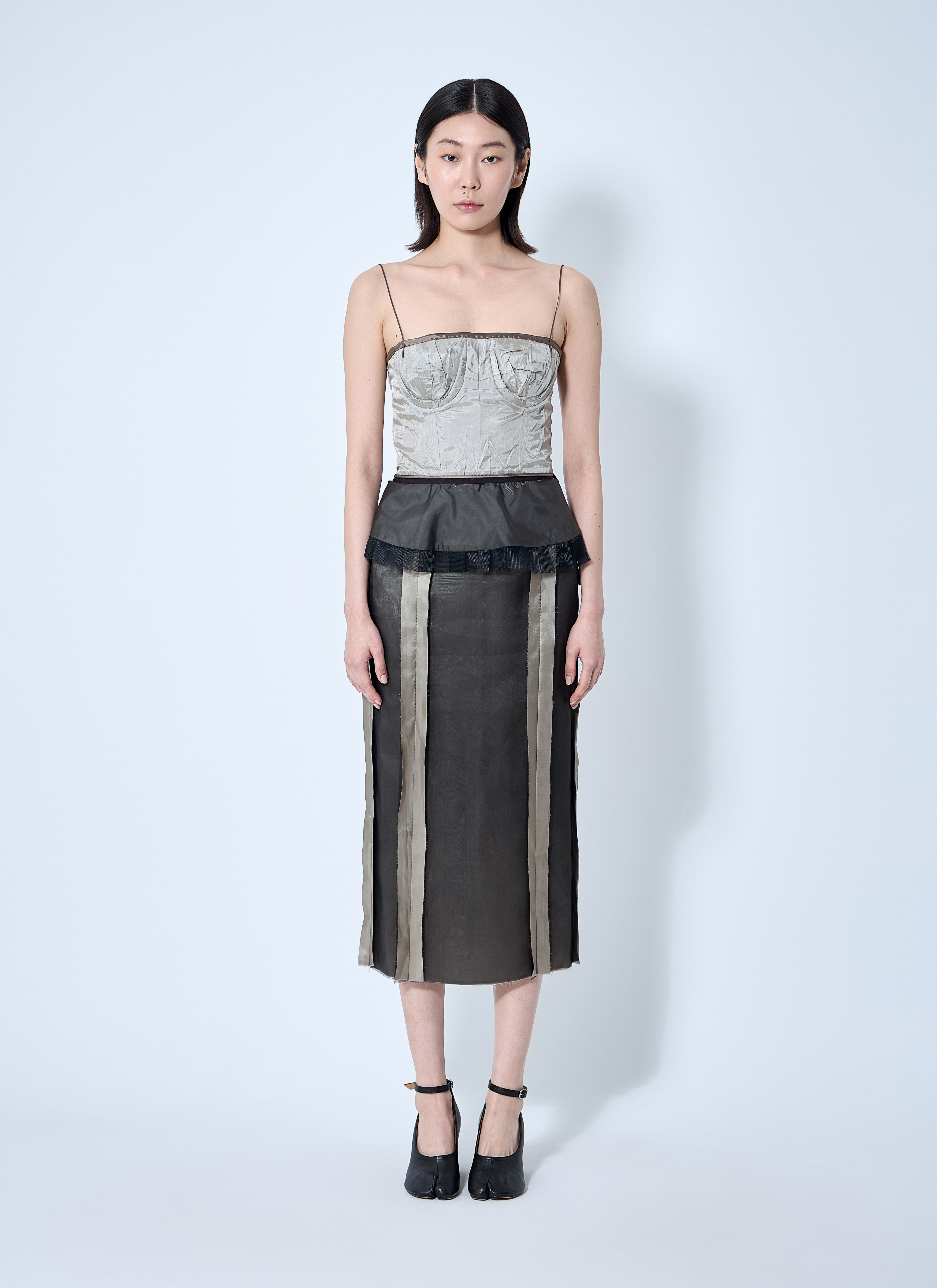 Maison Margiela レディース コントラストパネル シルクミディ丈