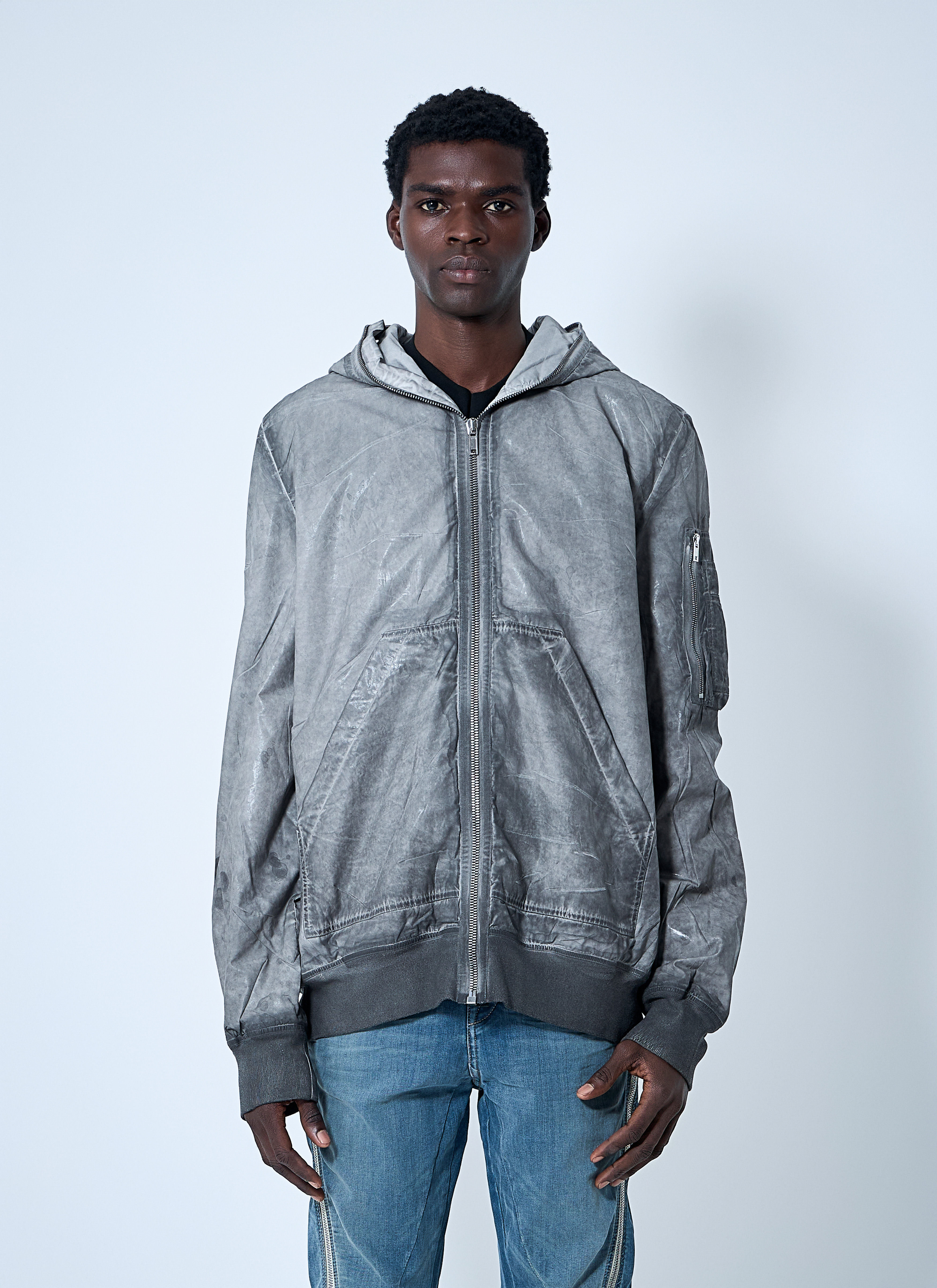 Rick Owens DRKSHDW Men's' Gimp Fight Bomber Jacket in Grey | LN-CC®