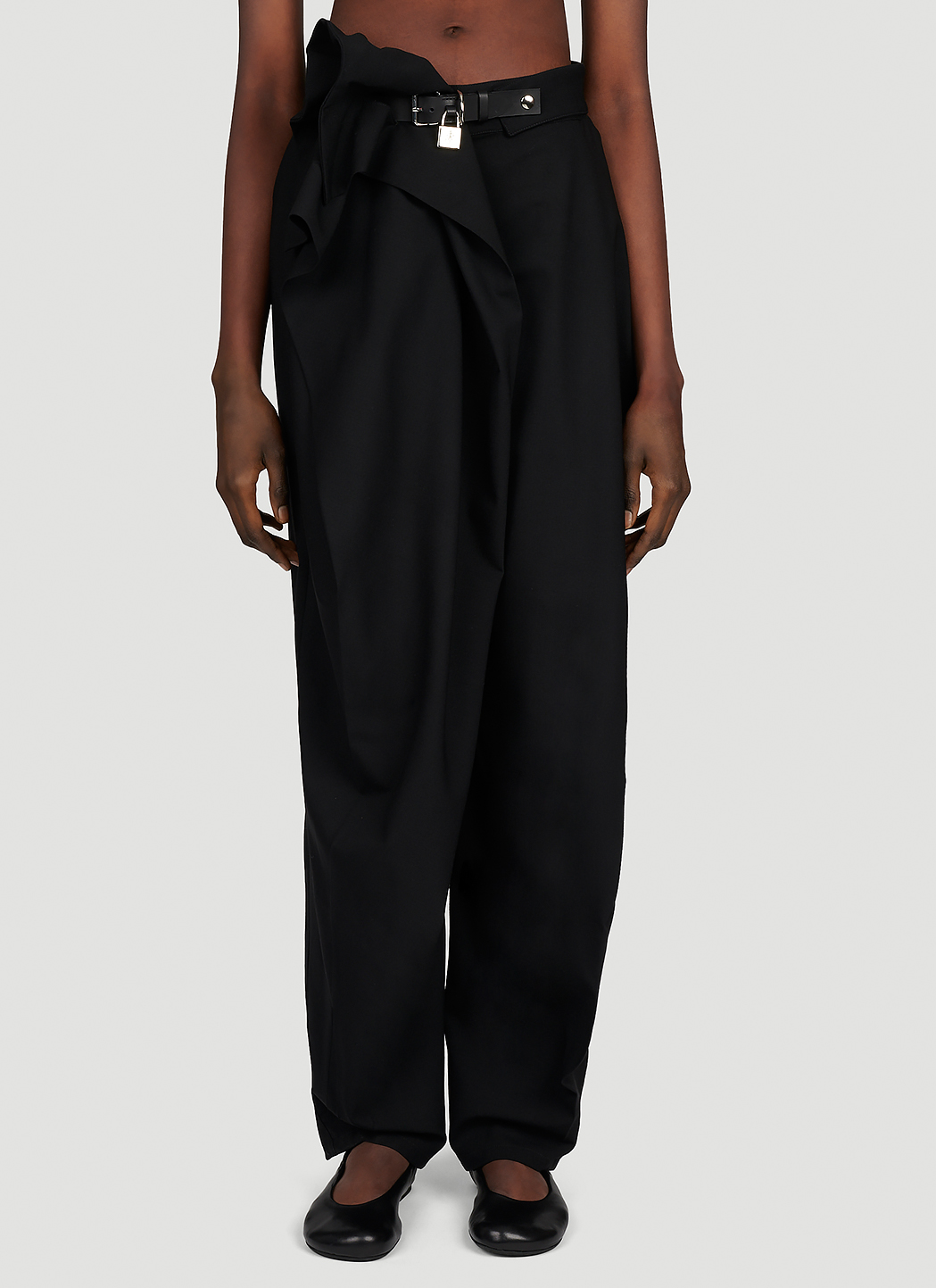 JW Anderson Women's' Padlock Strap Fold Over Pants in Grey | LN-CC®