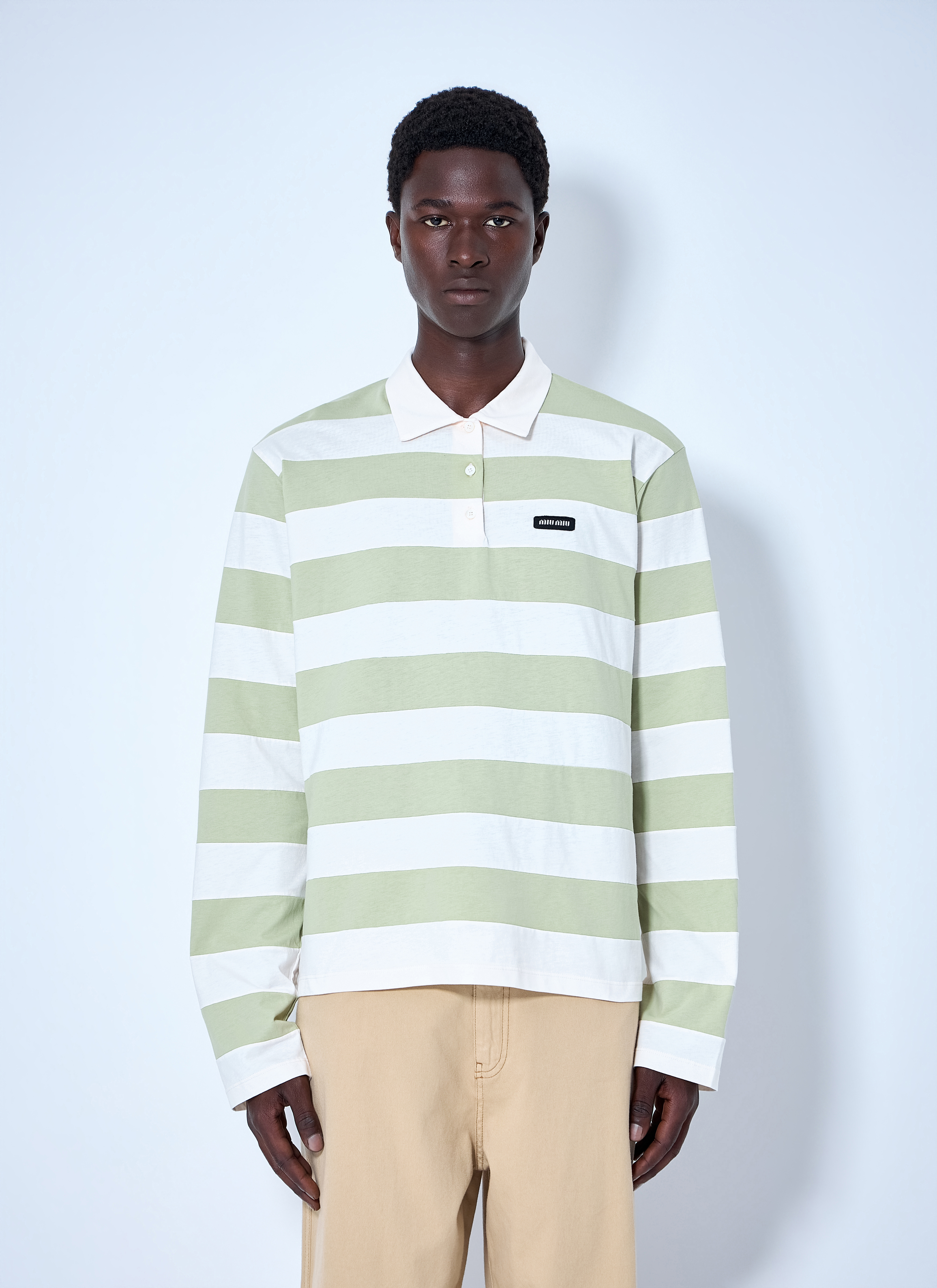 Miu Miu Miu Miu Striped Jersey Polo Shirt