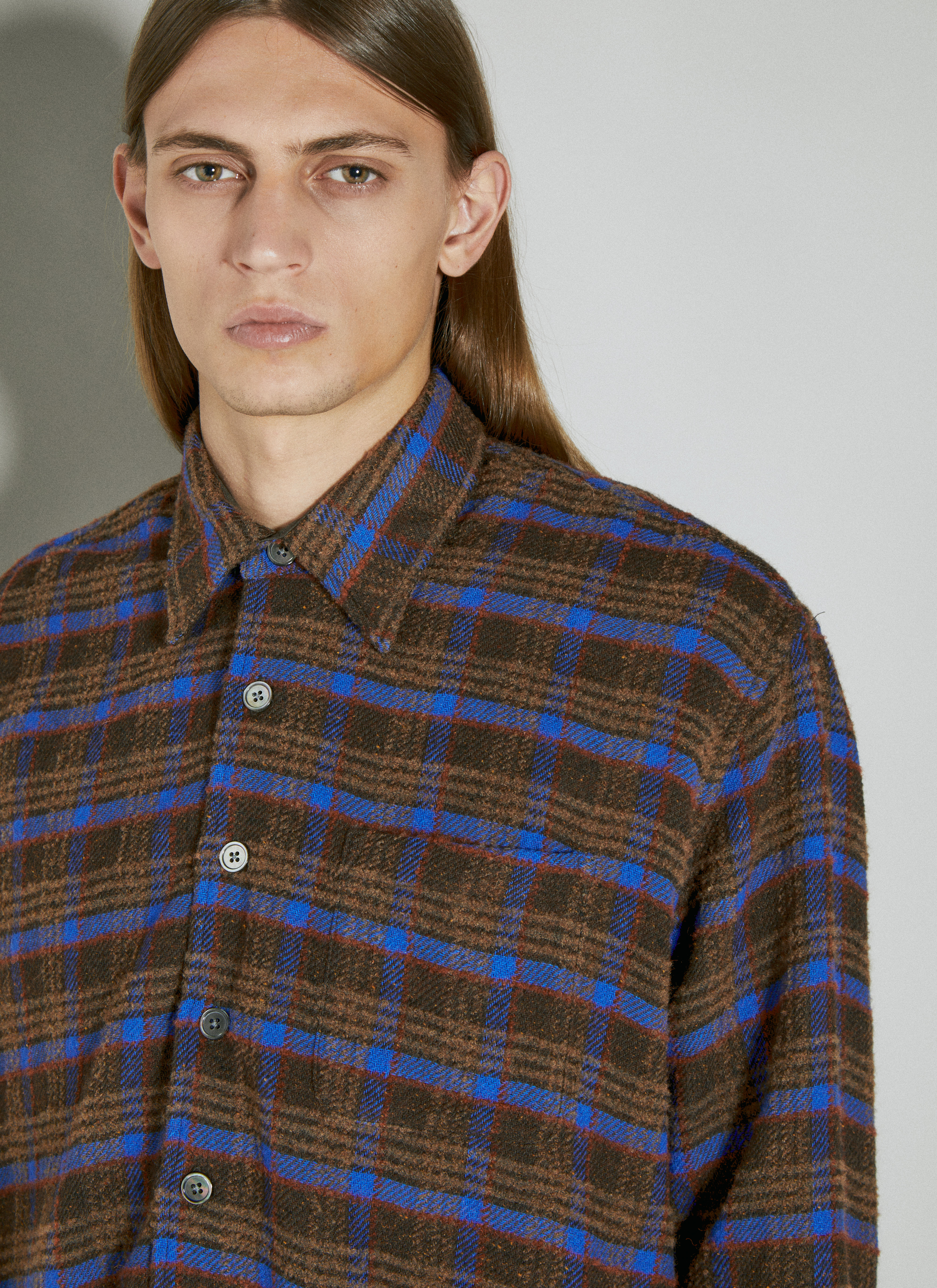Our Legacy Men's' Above Check Bouclé Shirt in Brown | LN-CC®