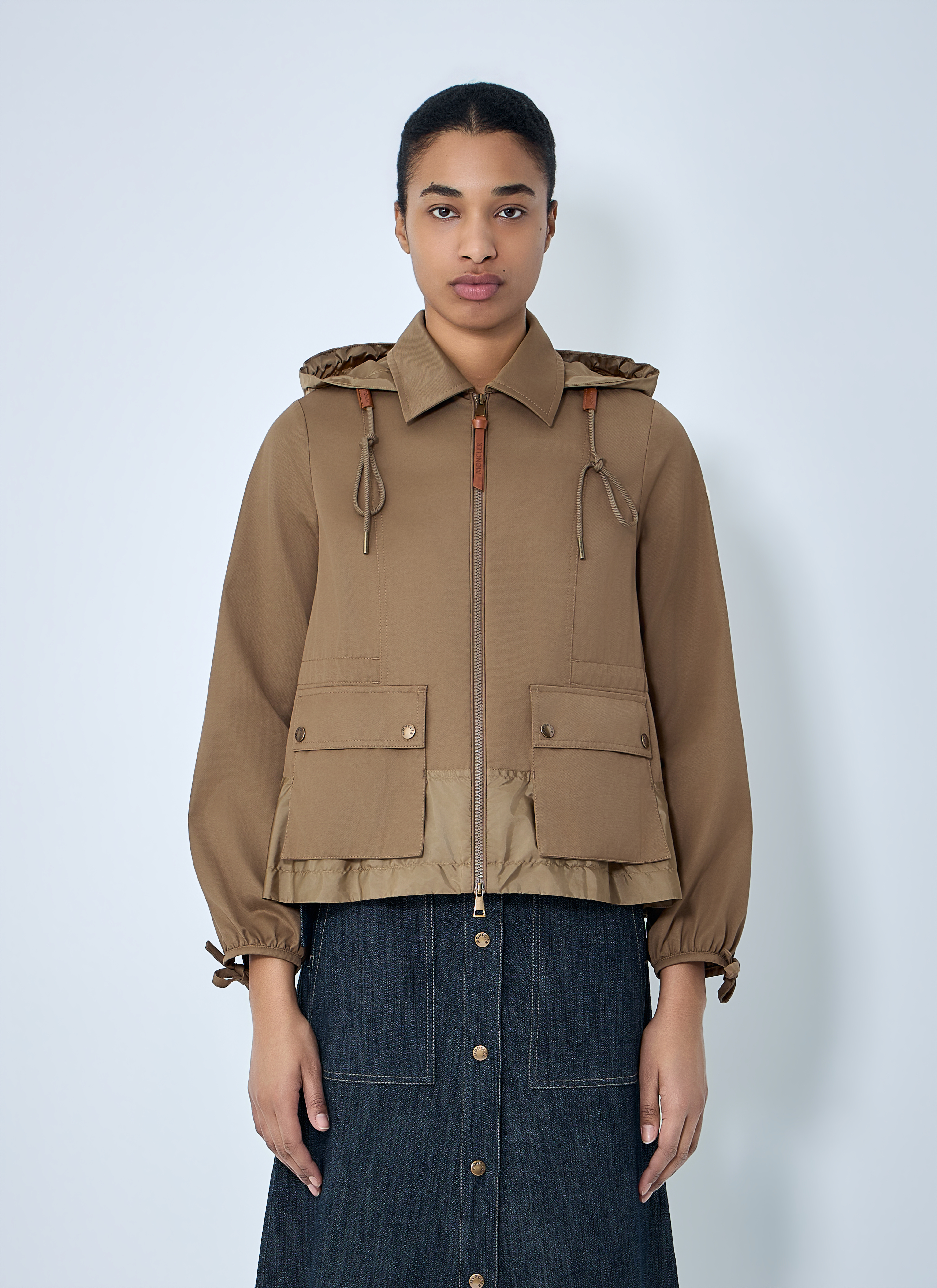 Moncler Women's Khaki Adenium Hooded Jacket - Woman Jackets 3
