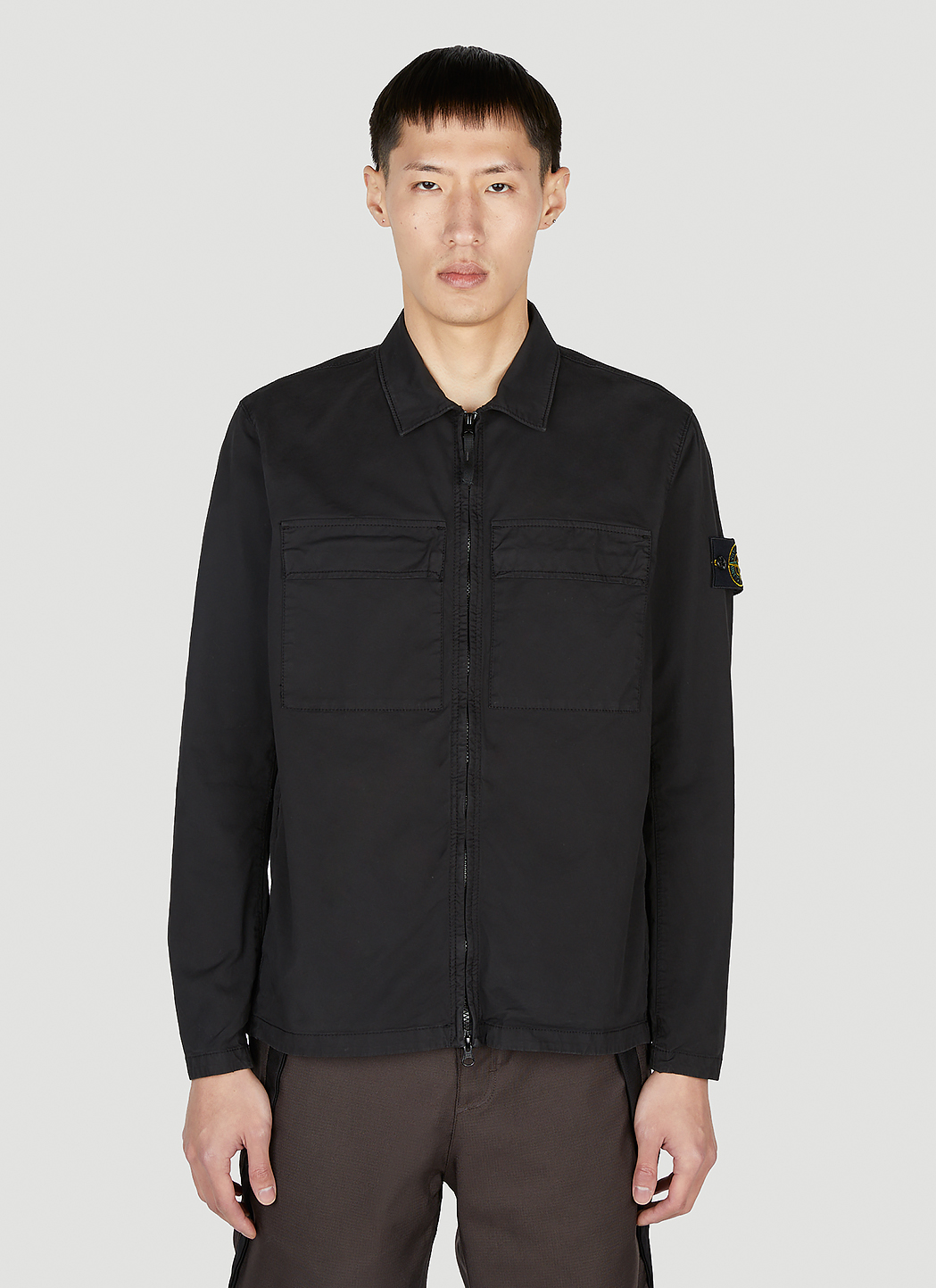 Stone Island Unisex Compass Patch Overshirt in Black | LN-CC®