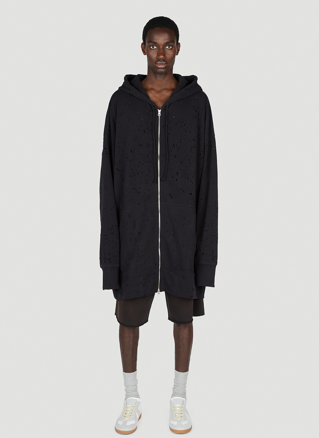 Distressed Hooded Sweatshirt
