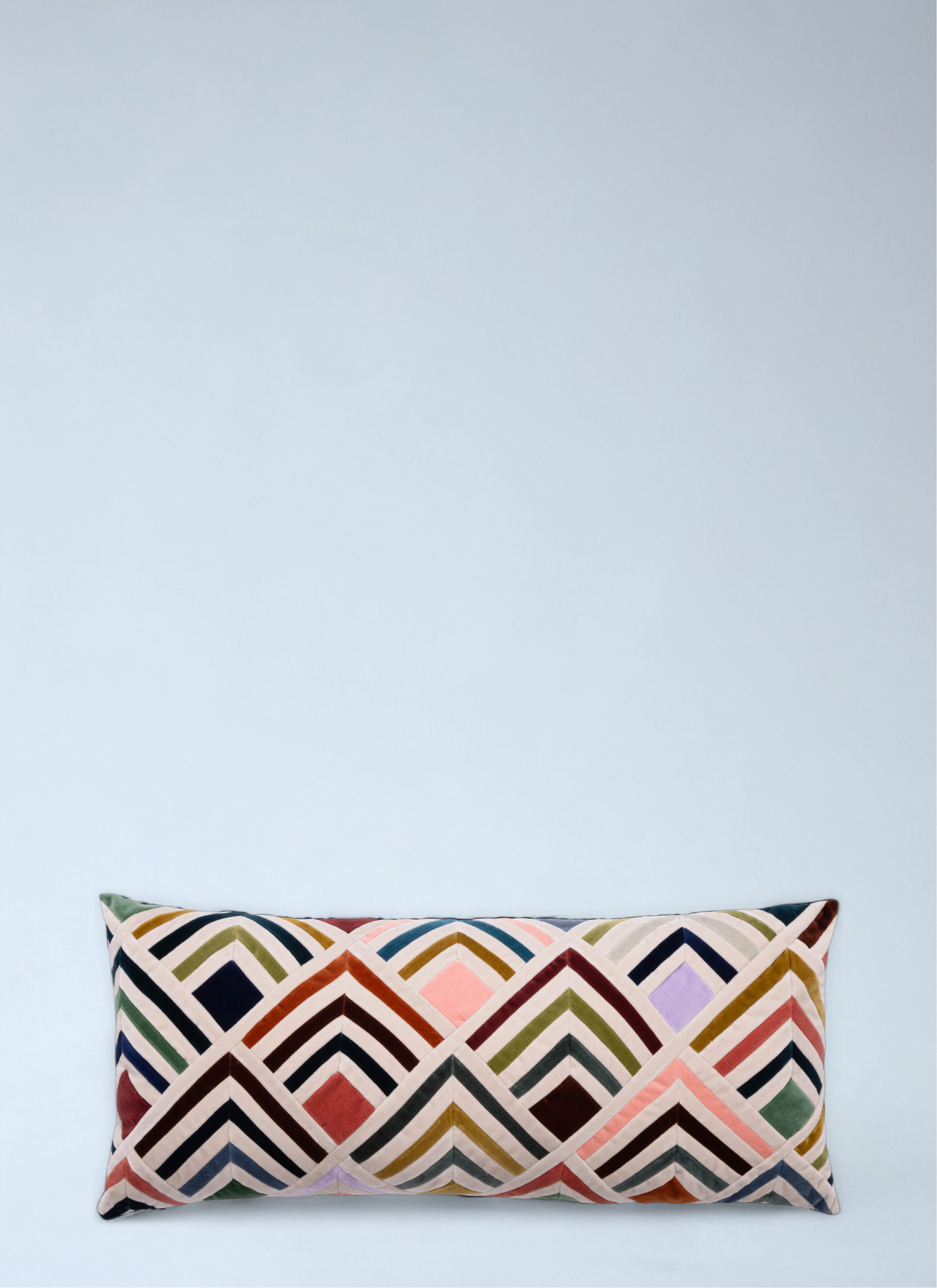 Christina Lundsteen Unisex Multicolour Geometric Velvet Cushion - Textiles One Size